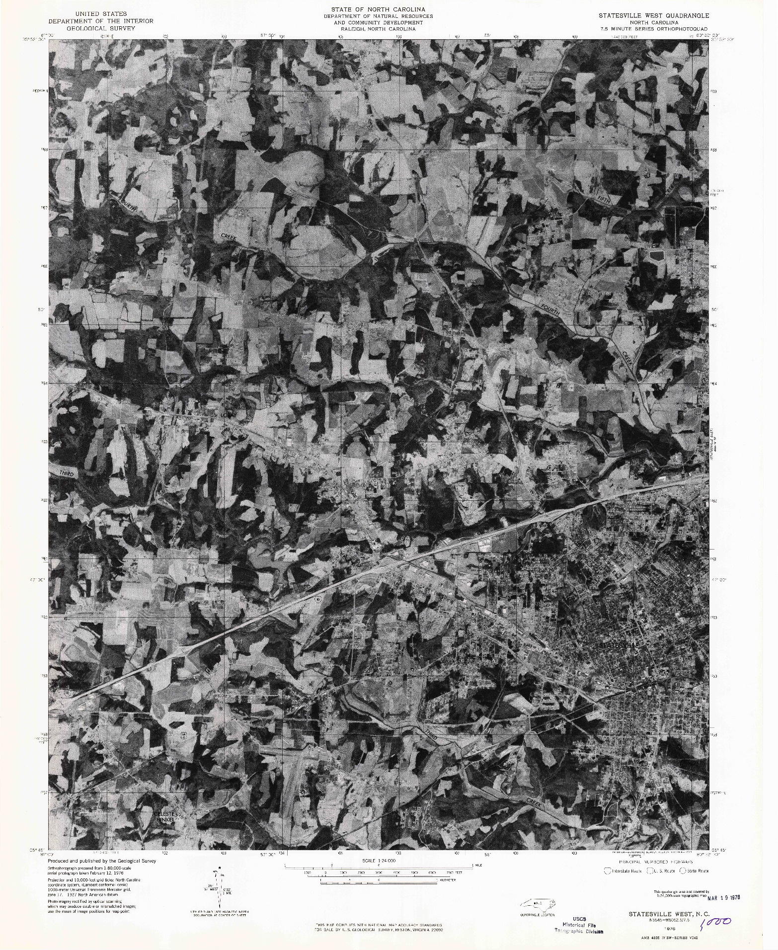 USGS 1:24000-SCALE QUADRANGLE FOR STATESVILLE WEST, NC 1976