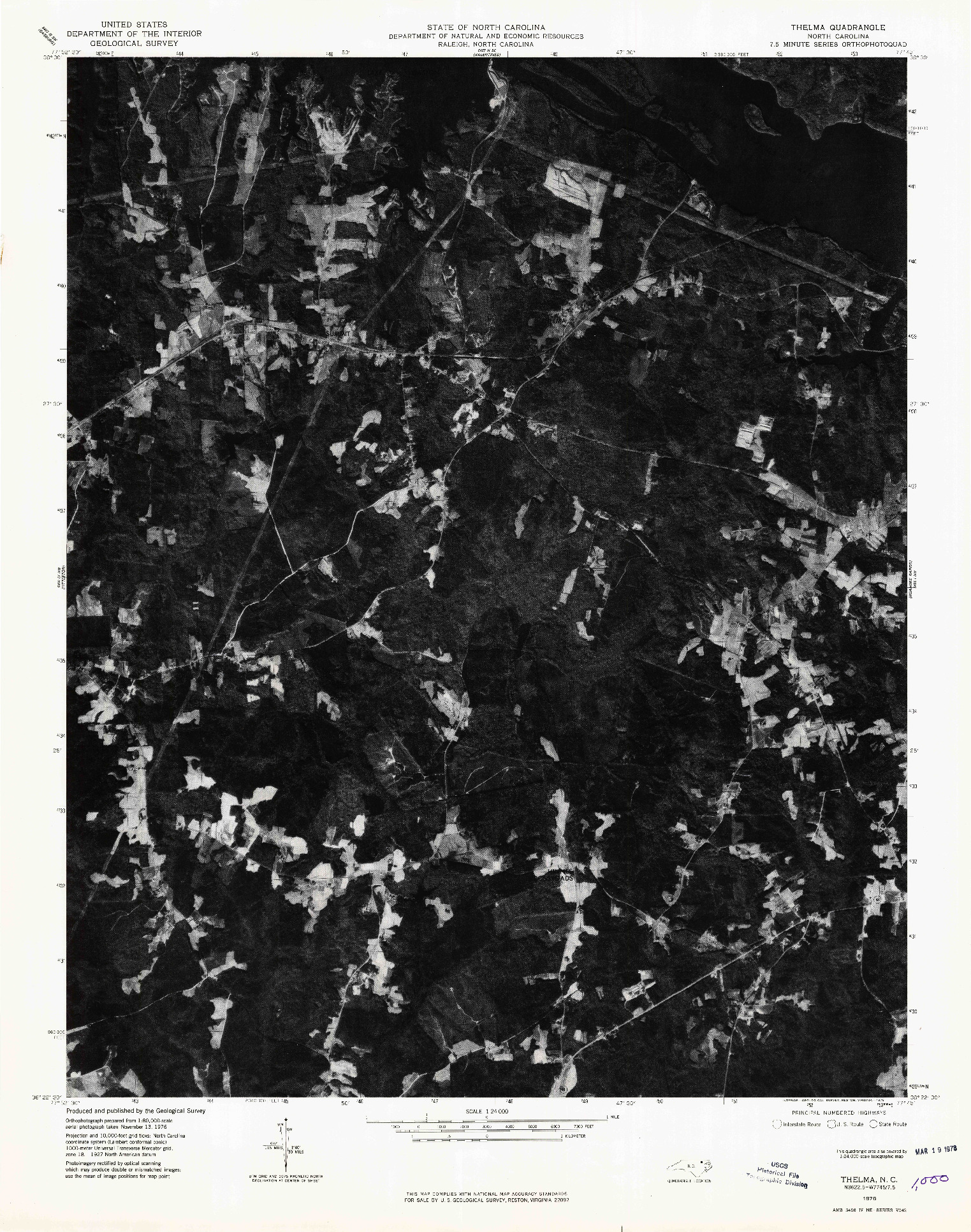 USGS 1:24000-SCALE QUADRANGLE FOR THELMA, NC 1976