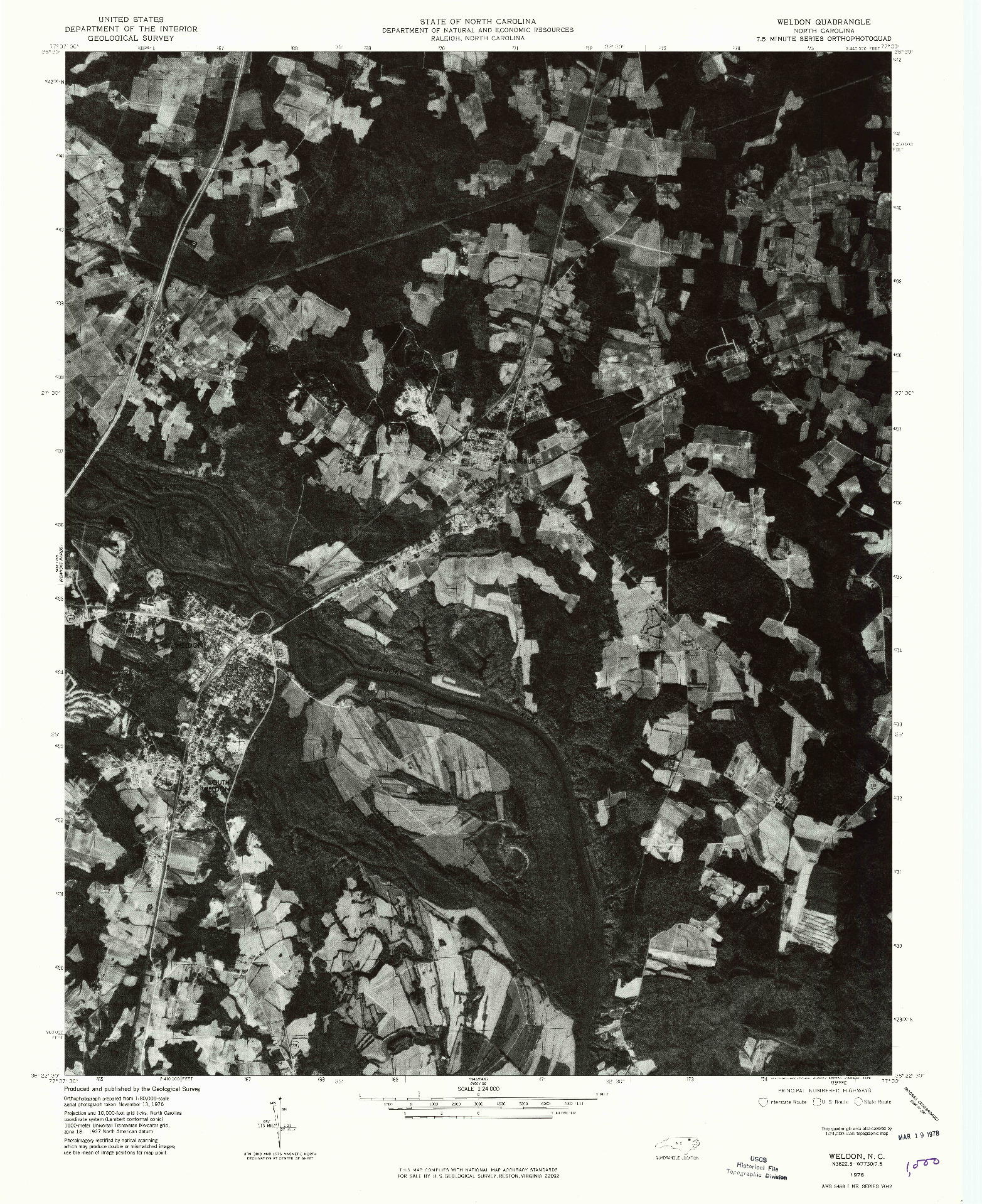 USGS 1:24000-SCALE QUADRANGLE FOR WELDON, NC 1976