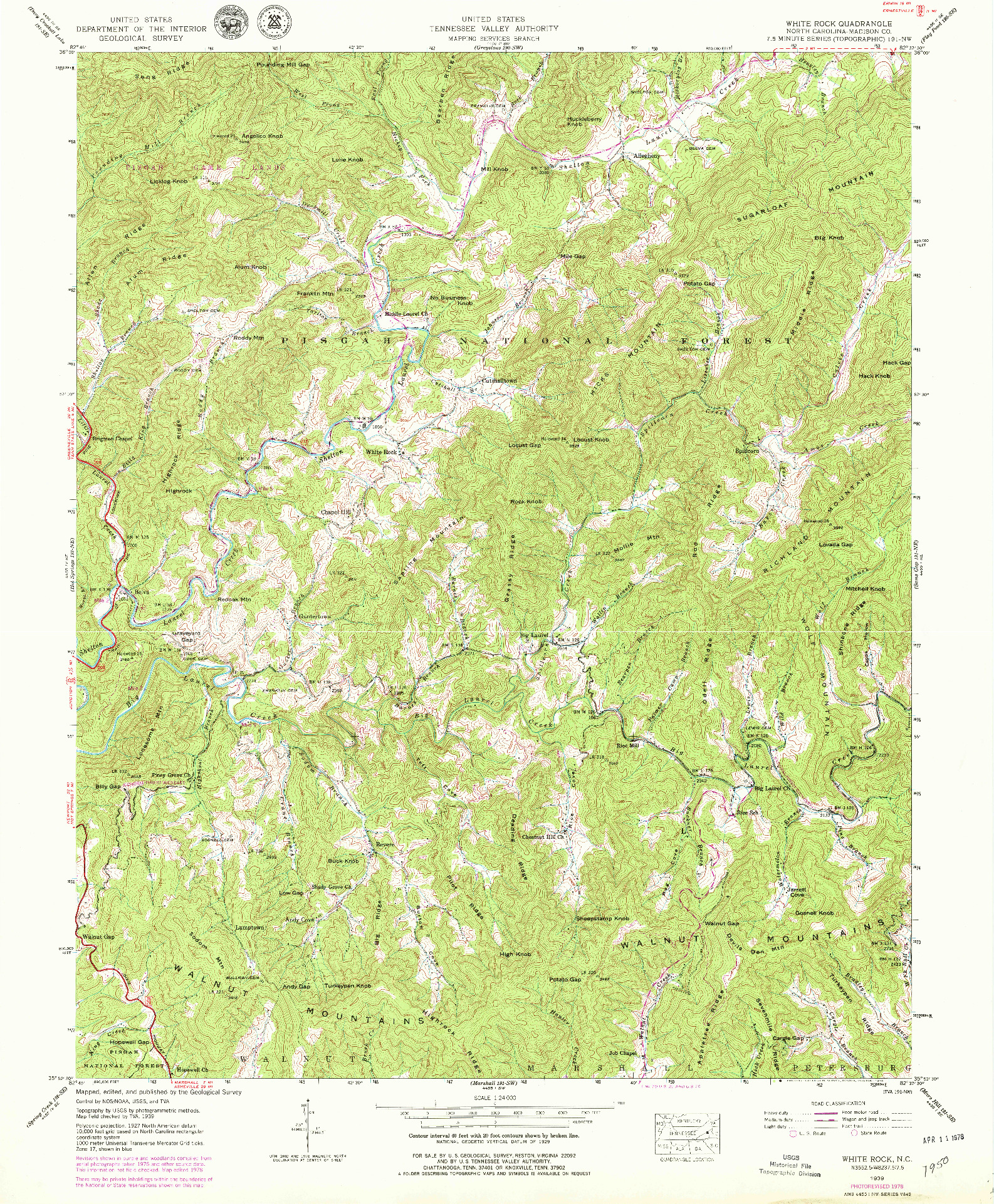 USGS 1:24000-SCALE QUADRANGLE FOR WHITE ROCK, NC 1939