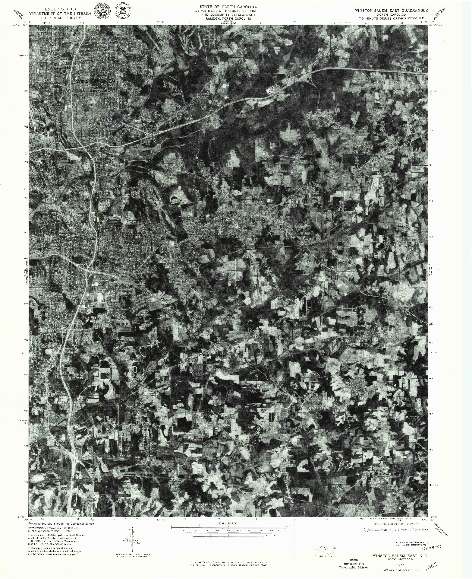USGS 1:24000-SCALE QUADRANGLE FOR WINSTON-SALEM EAST, NC 1977