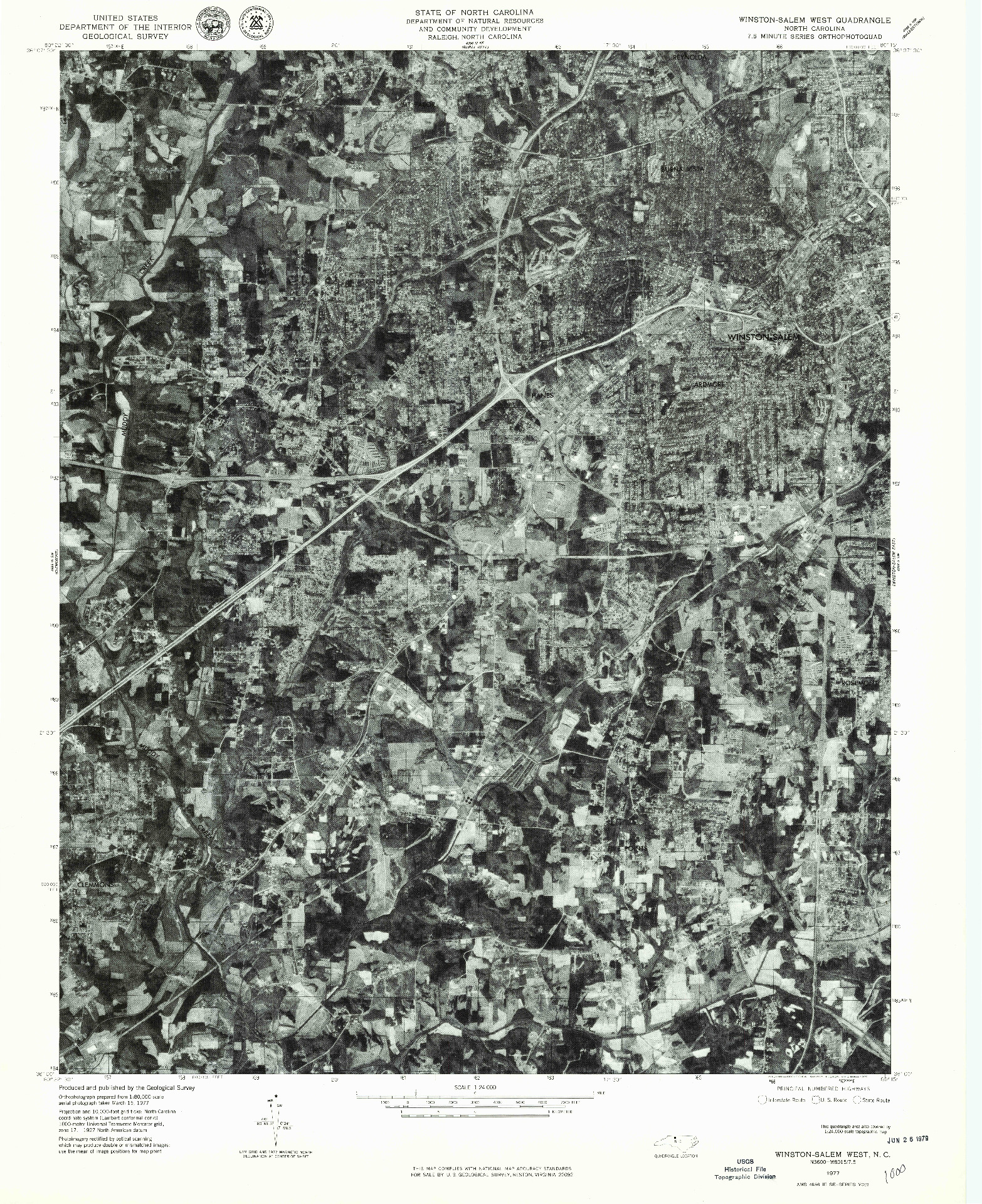 USGS 1:24000-SCALE QUADRANGLE FOR WINSTON-SALEM WEST, NC 1977