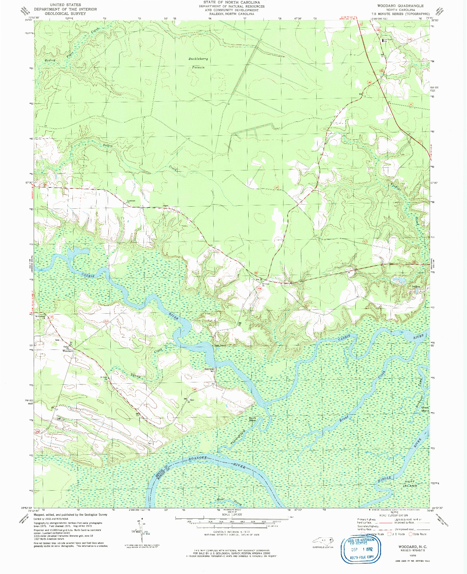 USGS 1:24000-SCALE QUADRANGLE FOR WOODARD, NC 1979