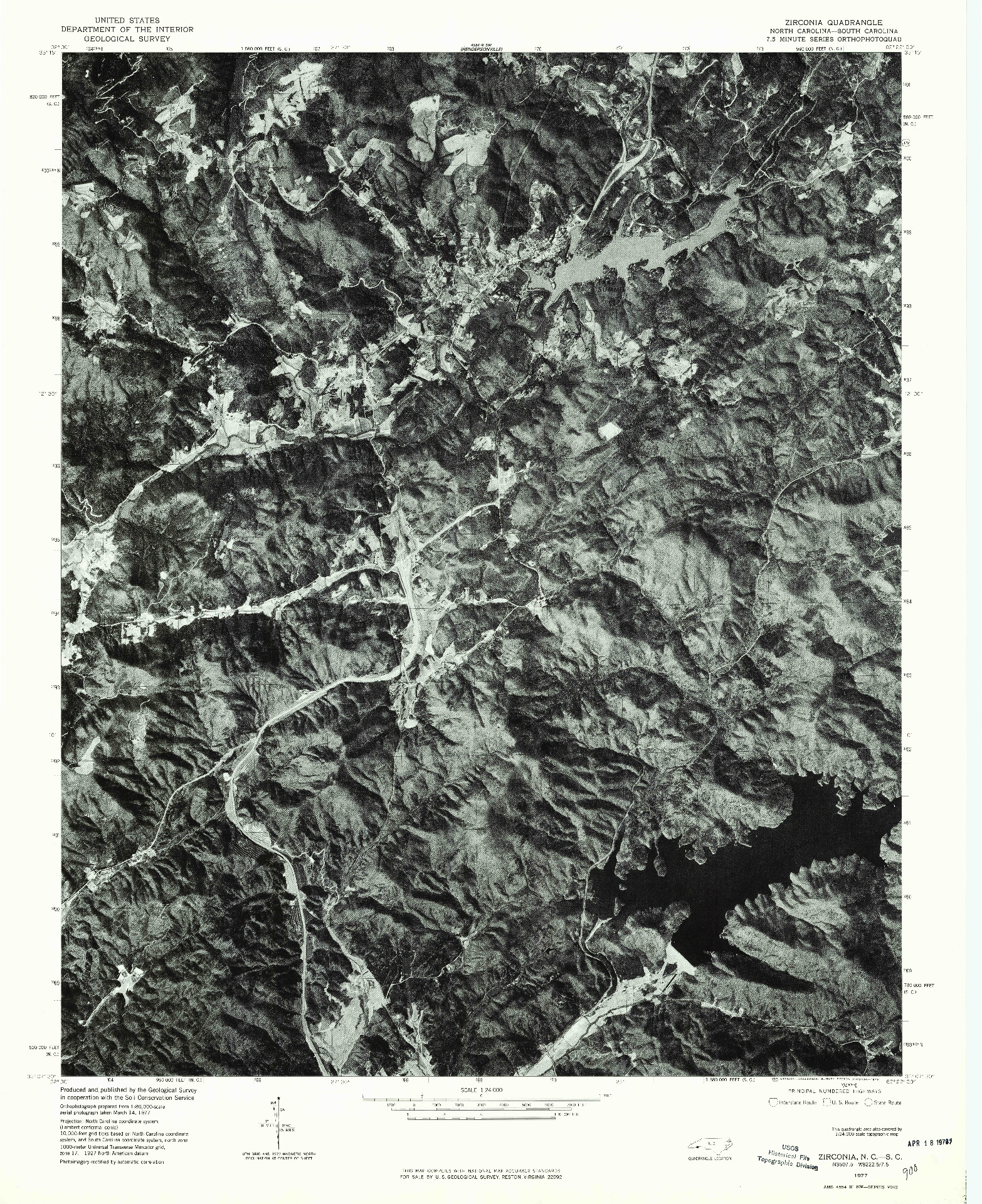USGS 1:24000-SCALE QUADRANGLE FOR ZIRCONIA, NC 1977