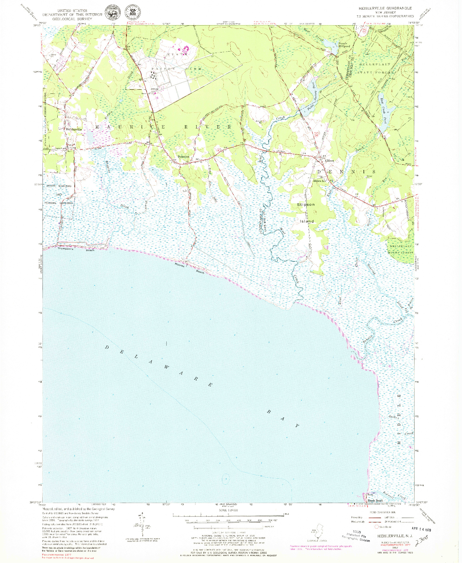 USGS 1:24000-SCALE QUADRANGLE FOR HEISLERVILLE, NJ 1957