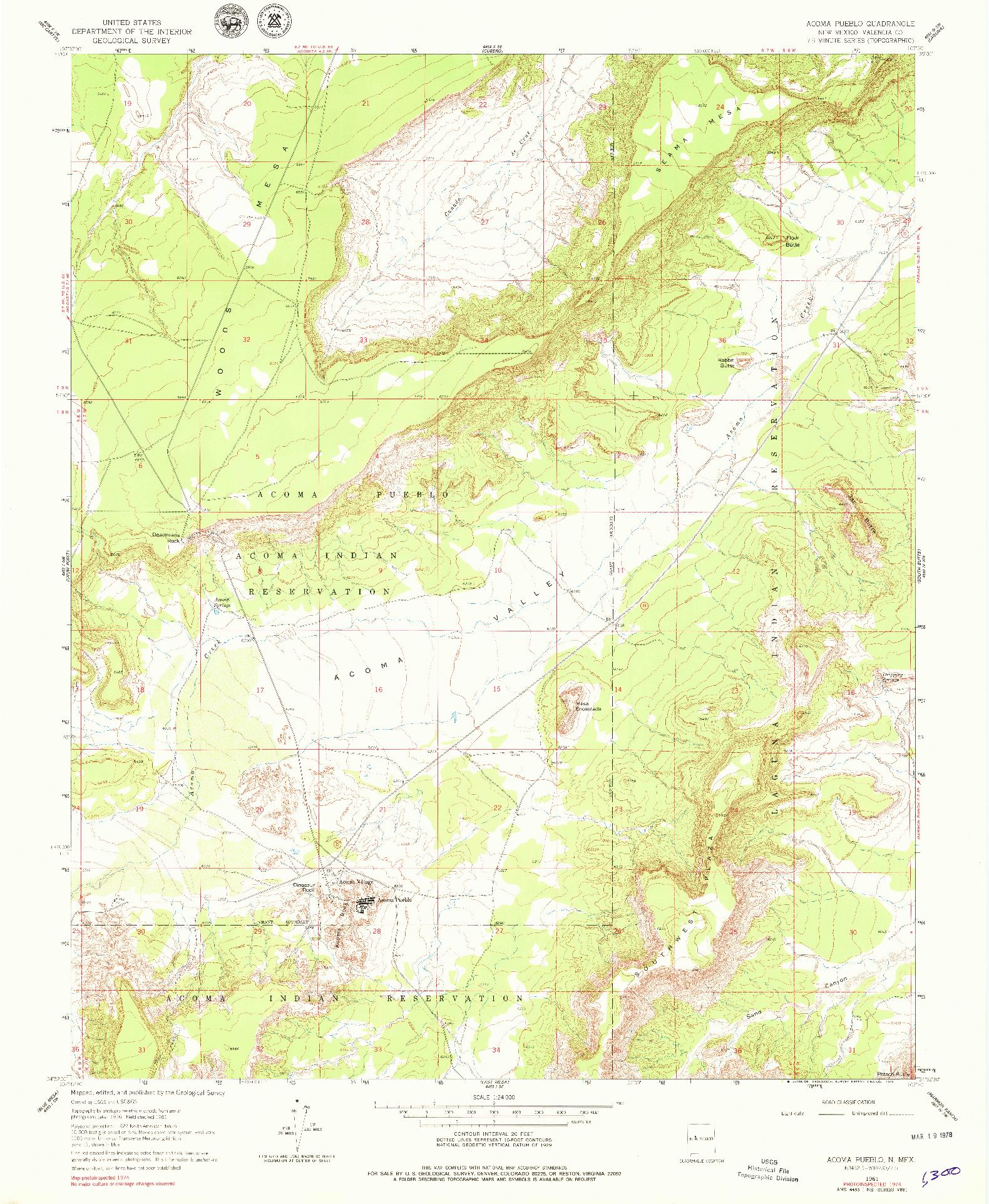 USGS 1:24000-SCALE QUADRANGLE FOR ACOMA PUEBLO, NM 1961