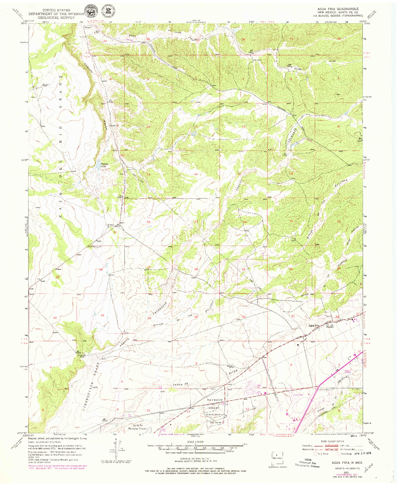 USGS 1:24000-SCALE QUADRANGLE FOR AGUA FRIA, NM 1951