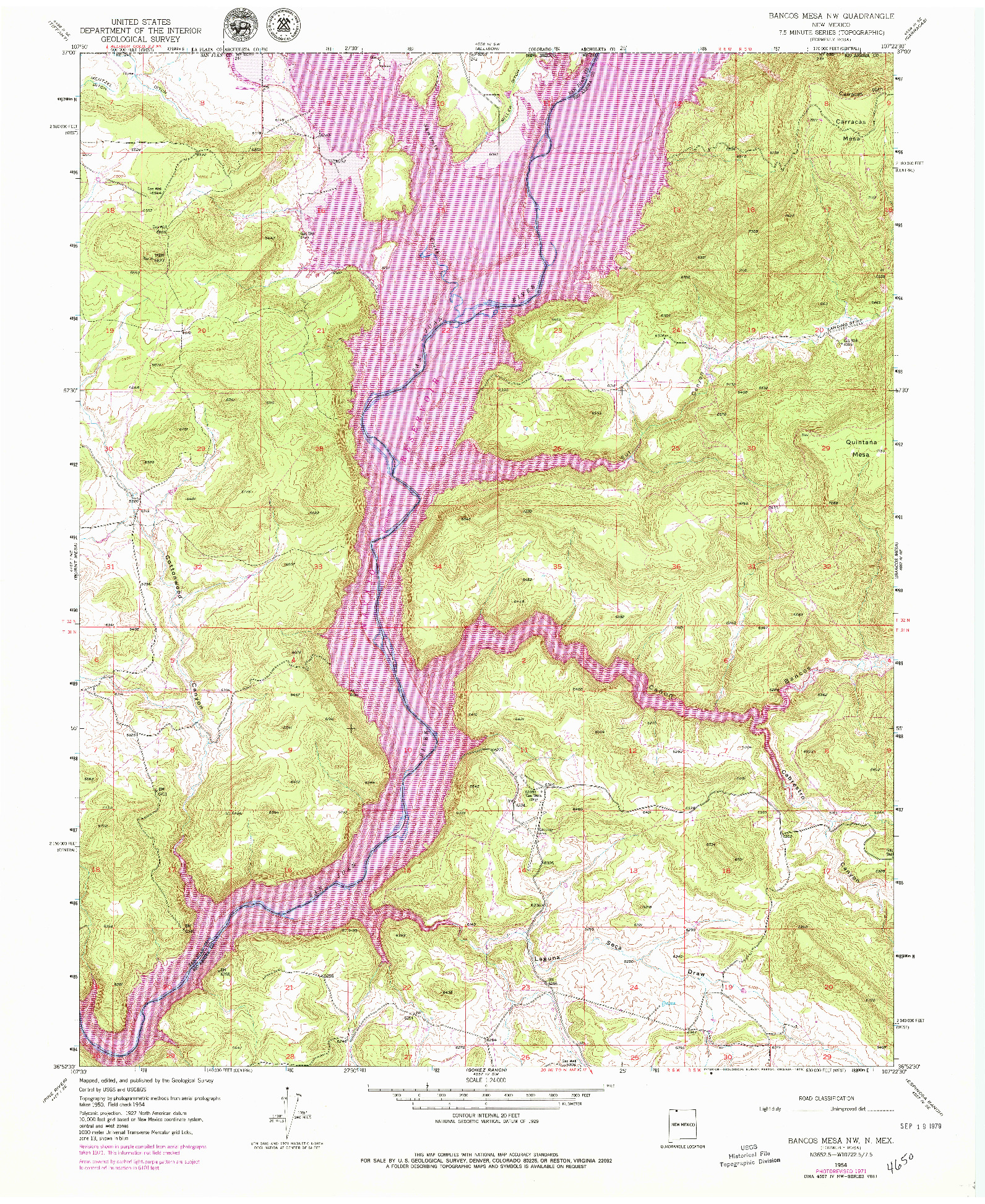 USGS 1:24000-SCALE QUADRANGLE FOR BANCOS MESA NW, NM 1954