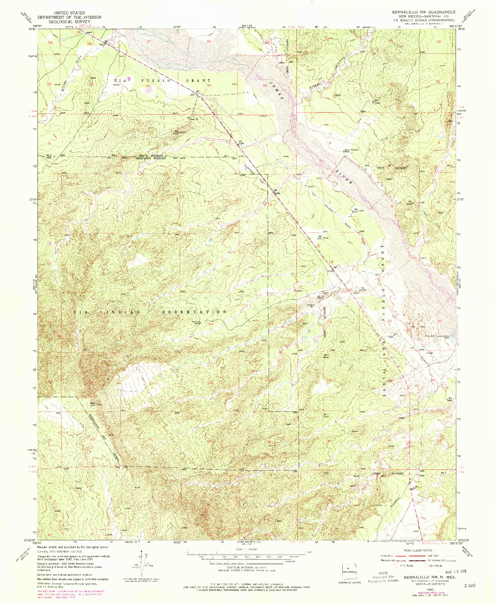 USGS 1:24000-SCALE QUADRANGLE FOR BERNALILLO NW, NM 1953