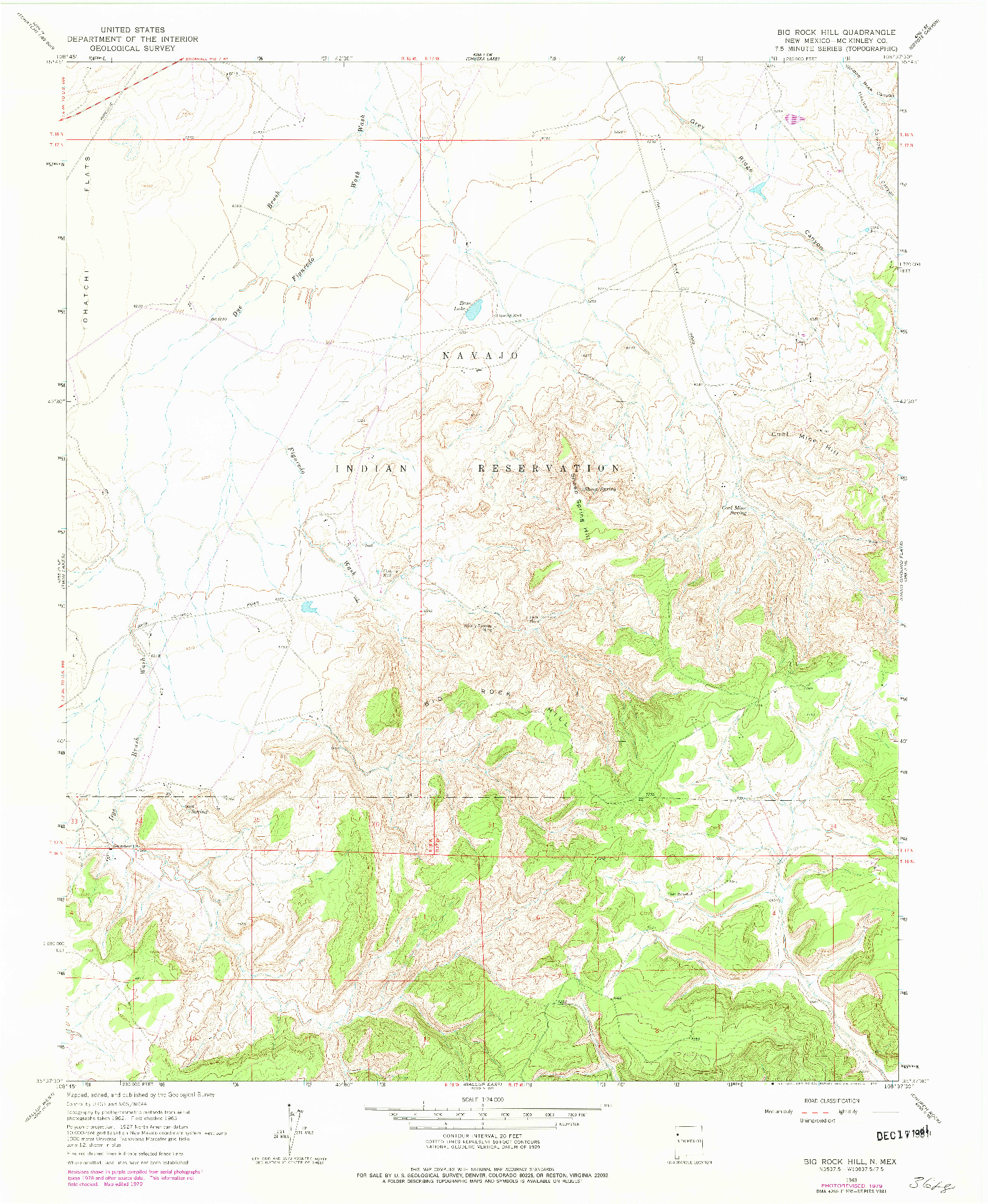 USGS 1:24000-SCALE QUADRANGLE FOR BIG ROCK HILL, NM 1963