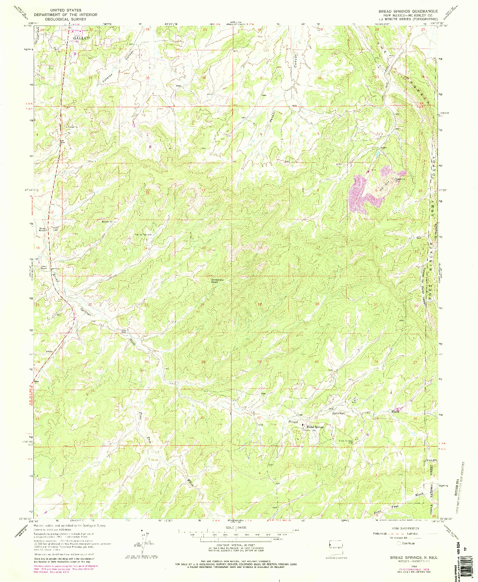 USGS 1:24000-SCALE QUADRANGLE FOR BREAD SPRINGS, NM 1963