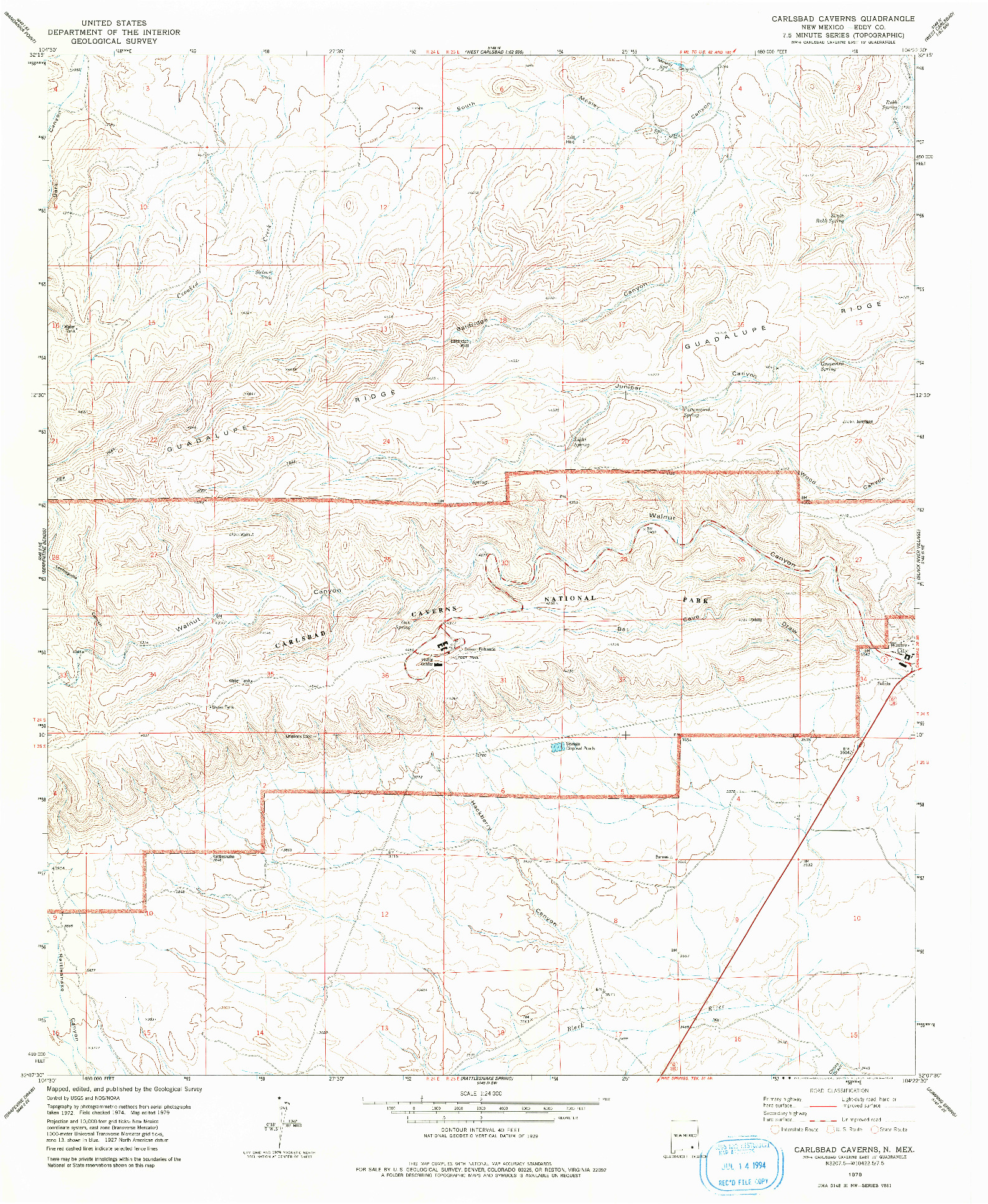 USGS 1:24000-SCALE QUADRANGLE FOR CARLSBAD CAVERNS, NM 1979