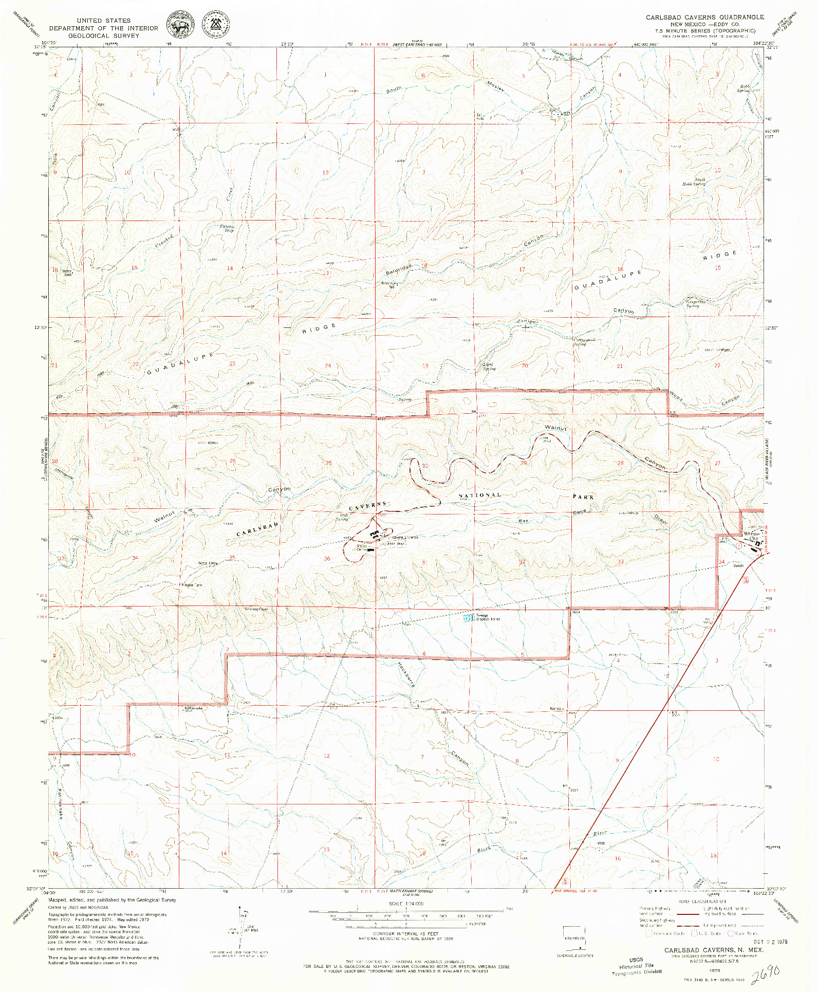 USGS 1:24000-SCALE QUADRANGLE FOR CARLSBAD CAVERNS, NM 1979