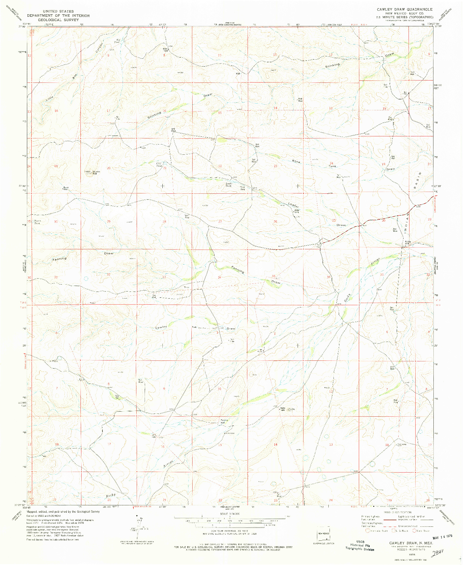 USGS 1:24000-SCALE QUADRANGLE FOR CAWLEY DRAW, NM 1978