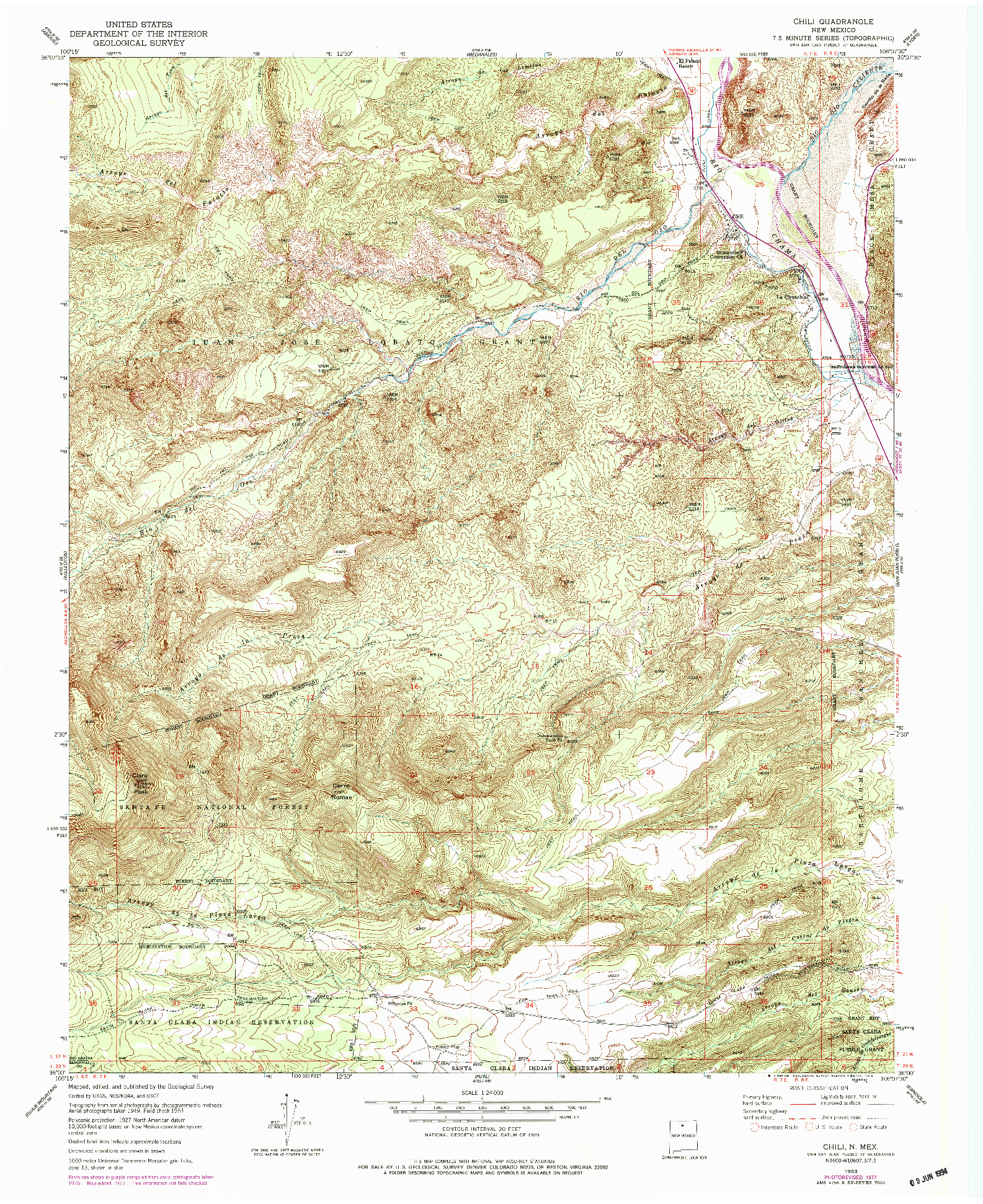 USGS 1:24000-SCALE QUADRANGLE FOR CHILI, NM 1953