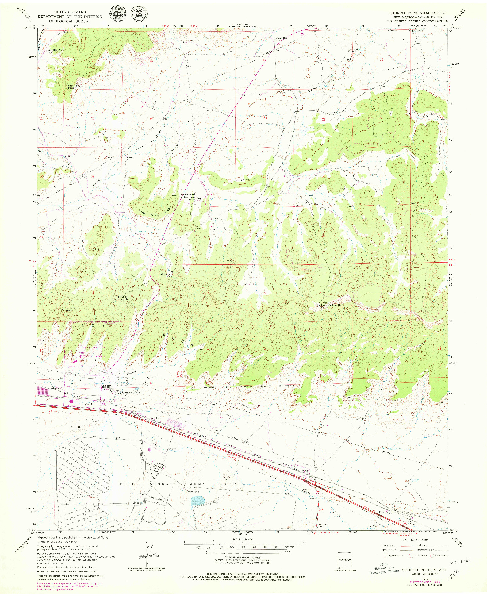 USGS 1:24000-SCALE QUADRANGLE FOR CHURCH ROCK, NM 1963