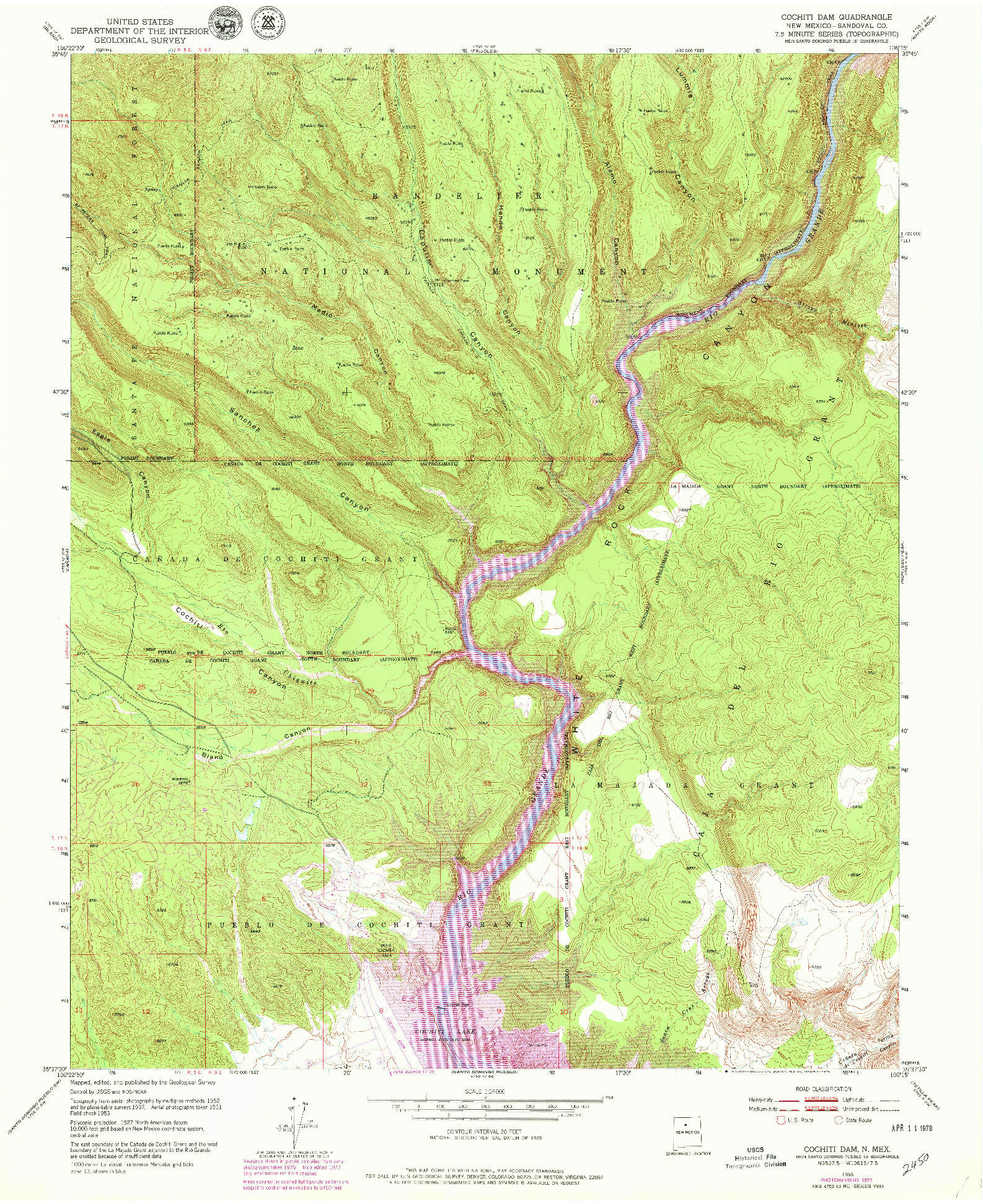 USGS 1:24000-SCALE QUADRANGLE FOR COCHITI DAM, NM 1953