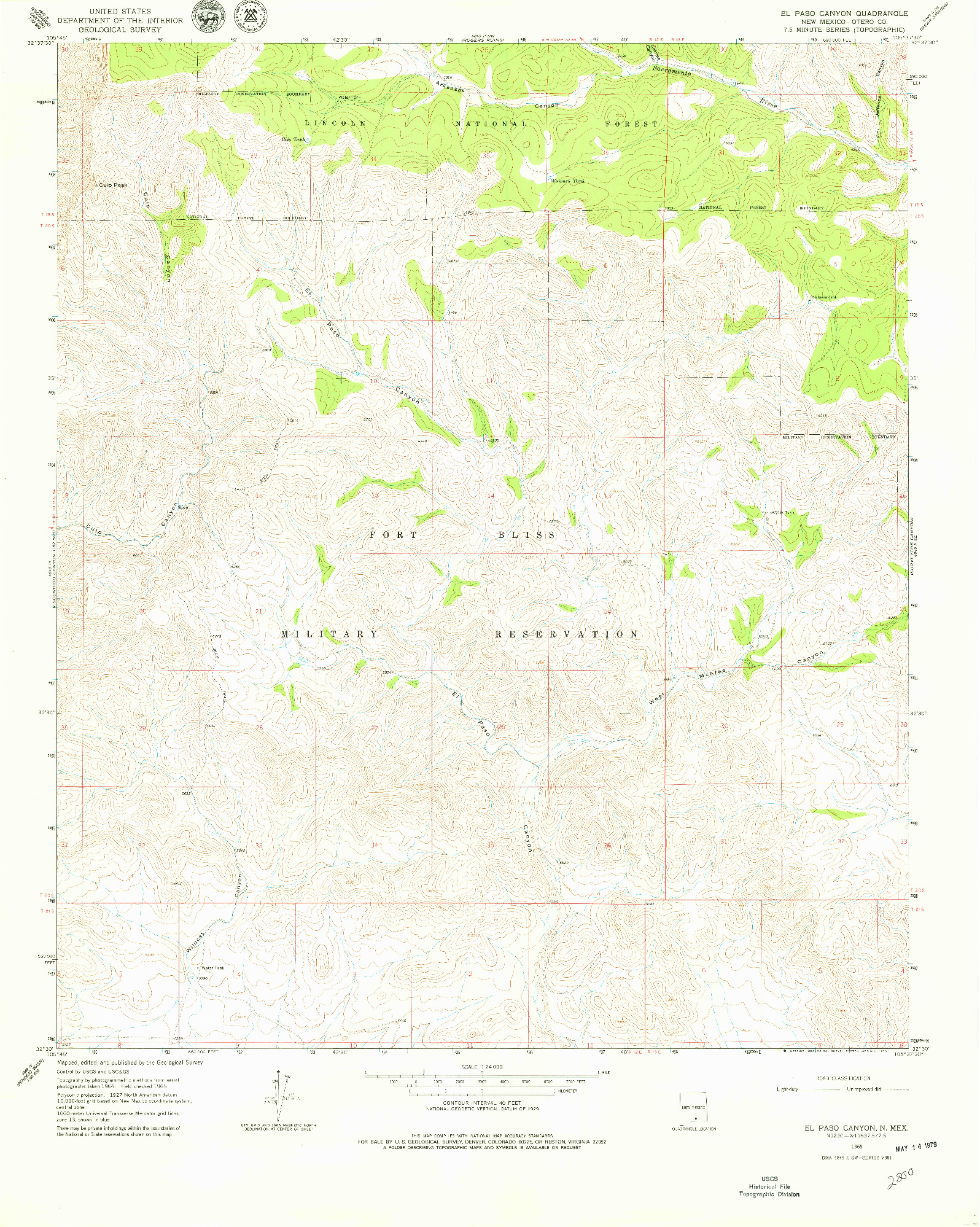 USGS 1:24000-SCALE QUADRANGLE FOR EL PASO CANYON, NM 1965