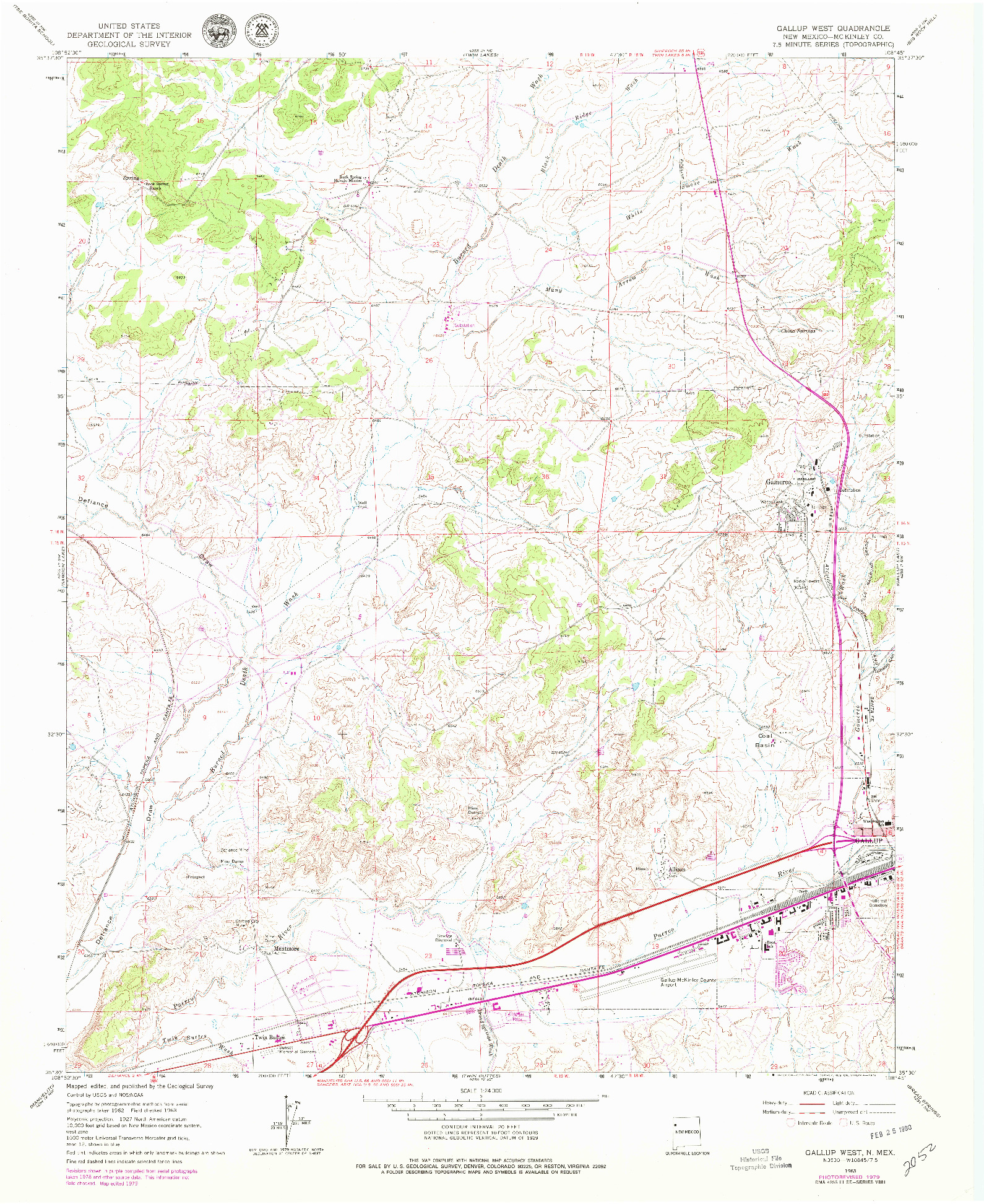USGS 1:24000-SCALE QUADRANGLE FOR GALLUP WEST, NM 1963