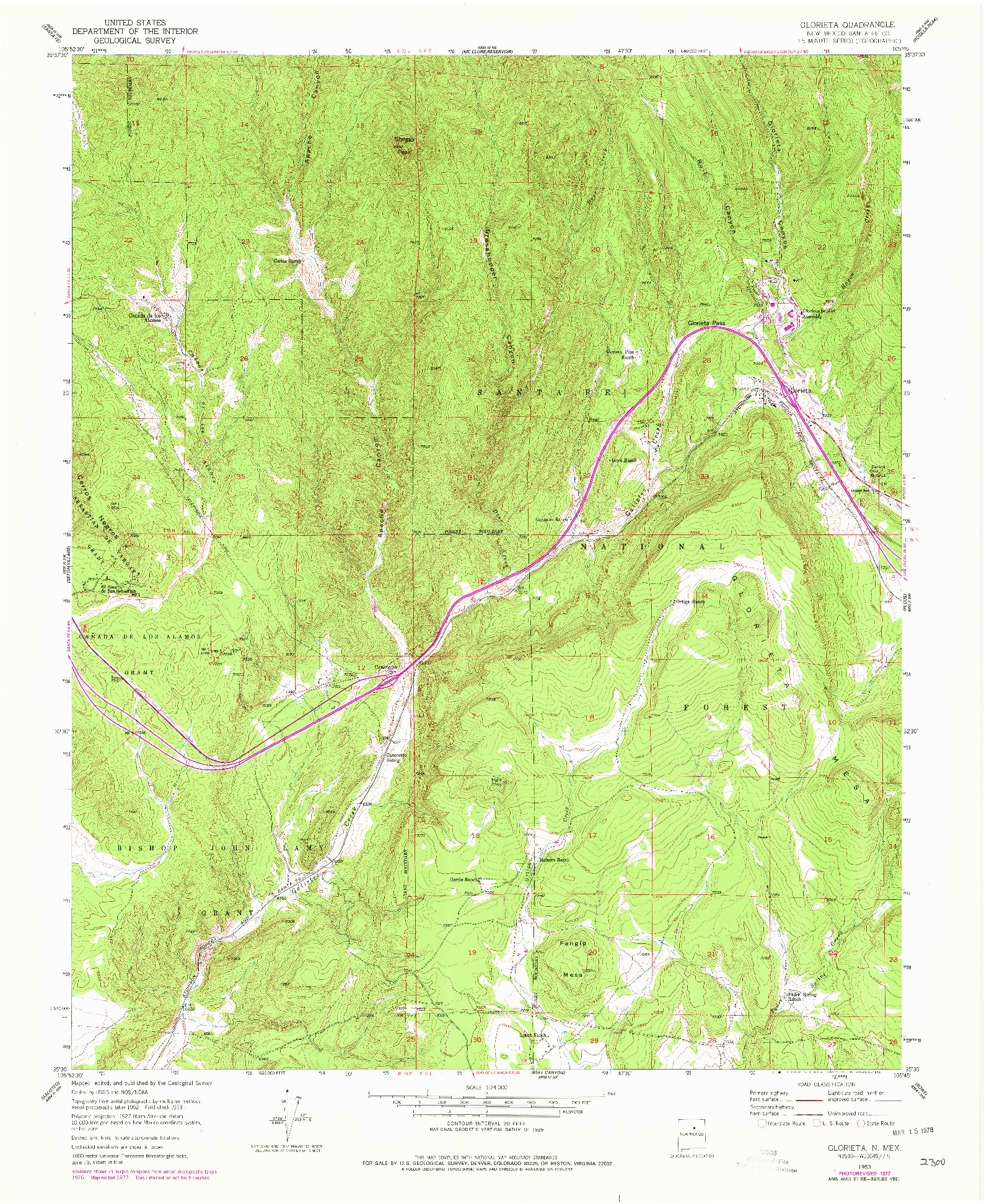 USGS 1:24000-SCALE QUADRANGLE FOR GLORIETA, NM 1953