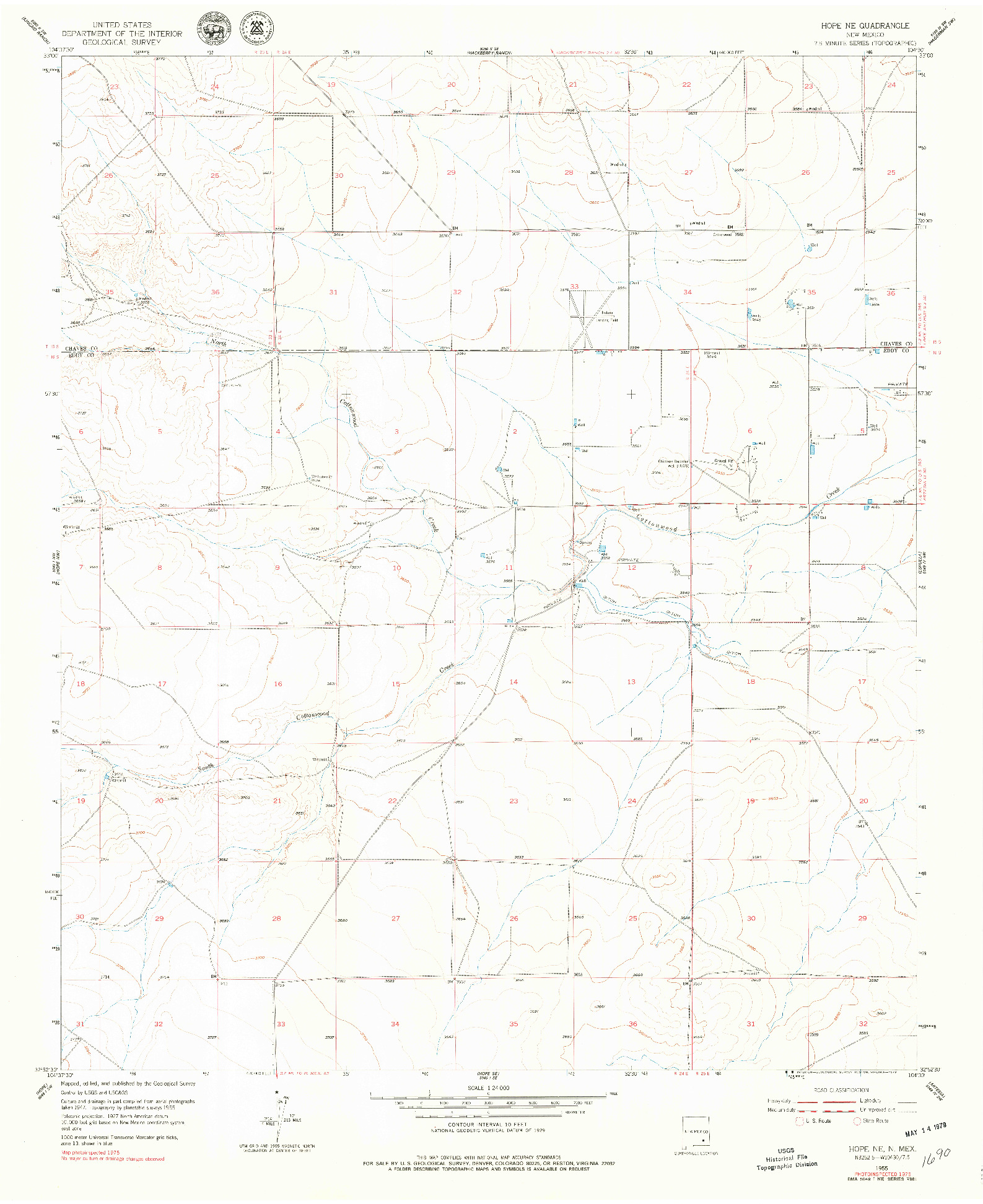 USGS 1:24000-SCALE QUADRANGLE FOR HOPE NE, NM 1955