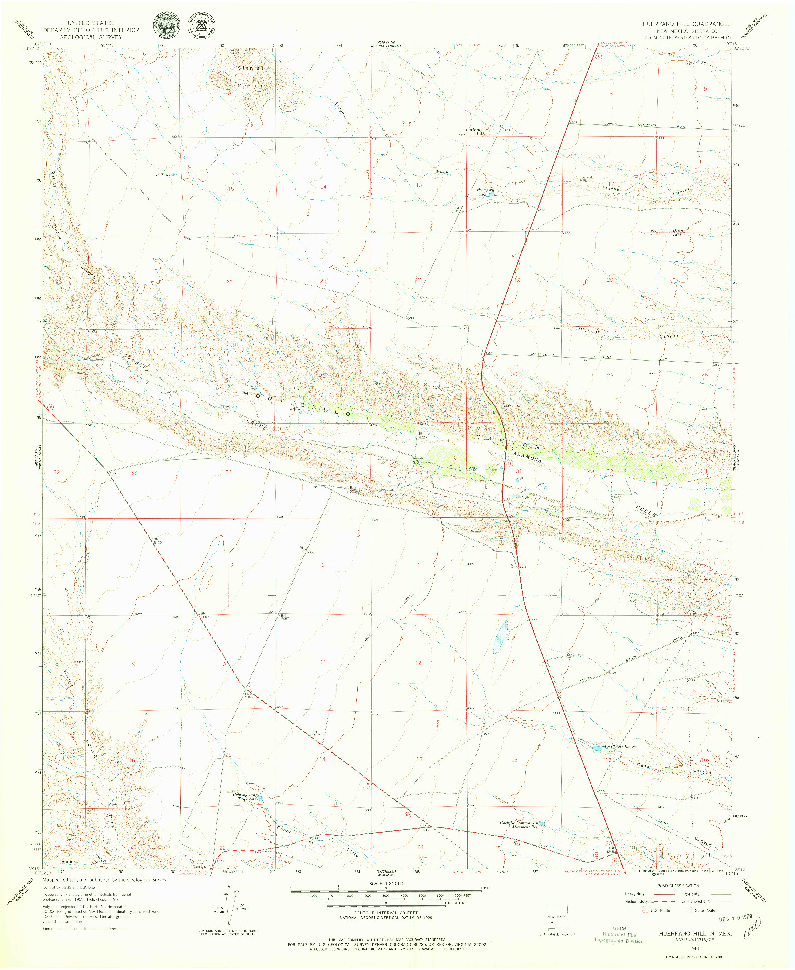 USGS 1:24000-SCALE QUADRANGLE FOR HUERFANO HILL, NM 1961