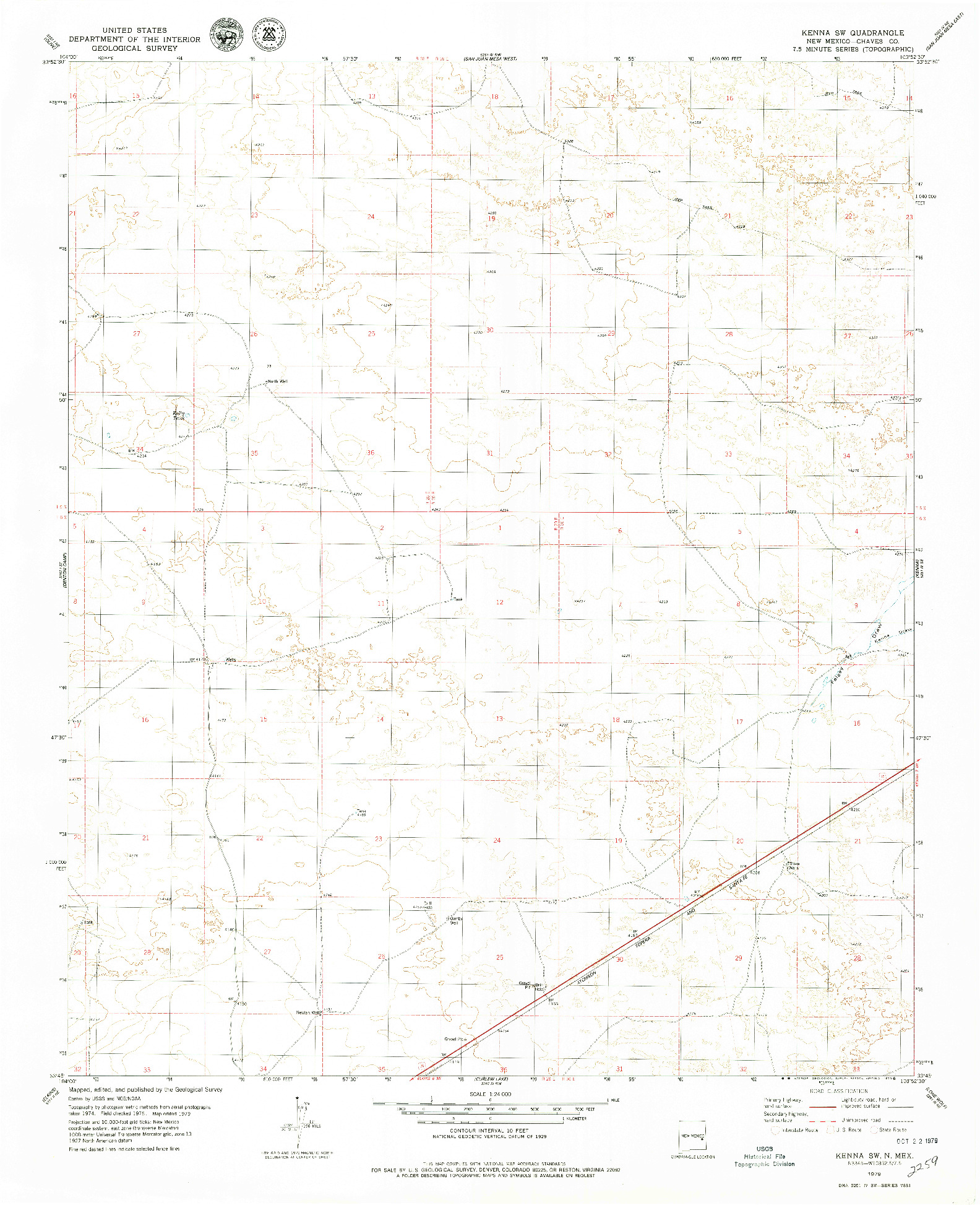 USGS 1:24000-SCALE QUADRANGLE FOR KENNA SW, NM 1979