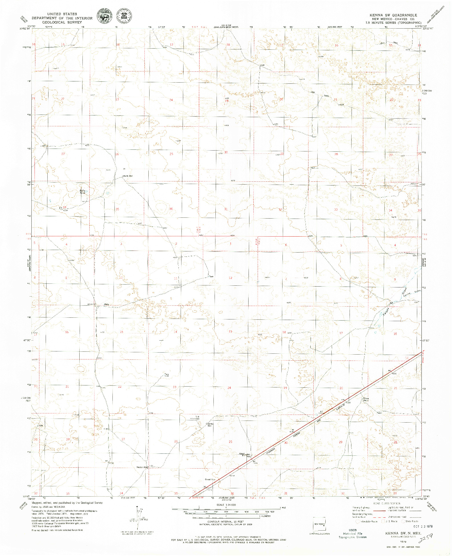 USGS 1:24000-SCALE QUADRANGLE FOR KENNA SW, NM 1979