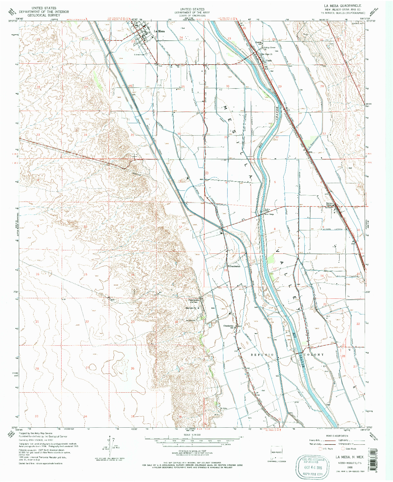 USGS 1:24000-SCALE QUADRANGLE FOR LA MESA, NM 1955