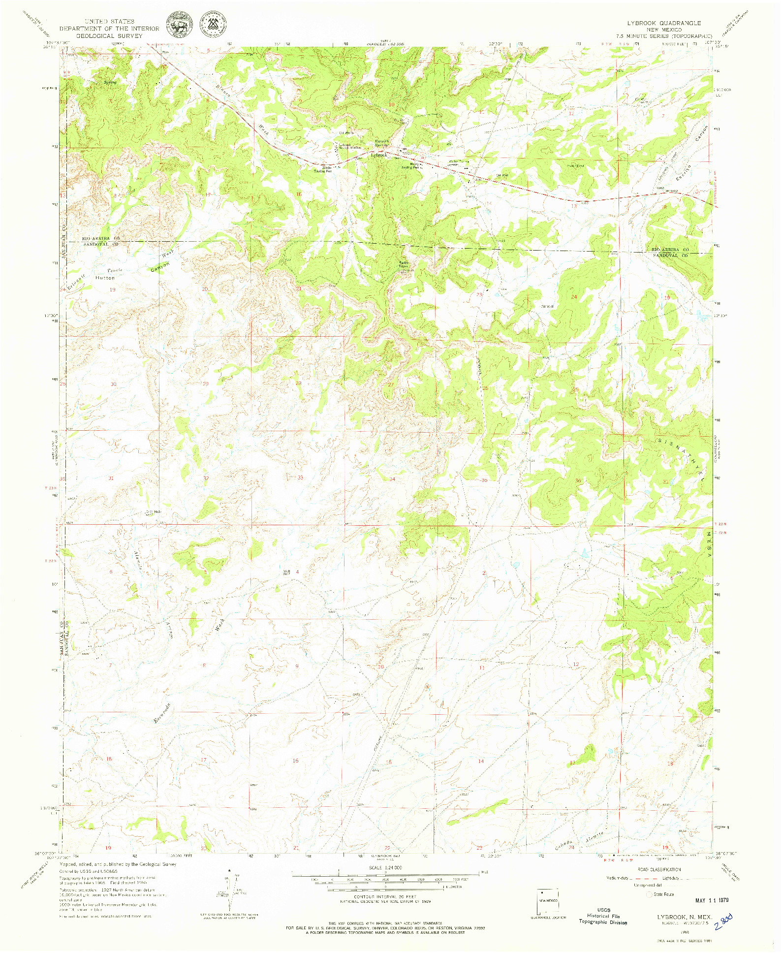 USGS 1:24000-SCALE QUADRANGLE FOR LYBROOK, NM 1966