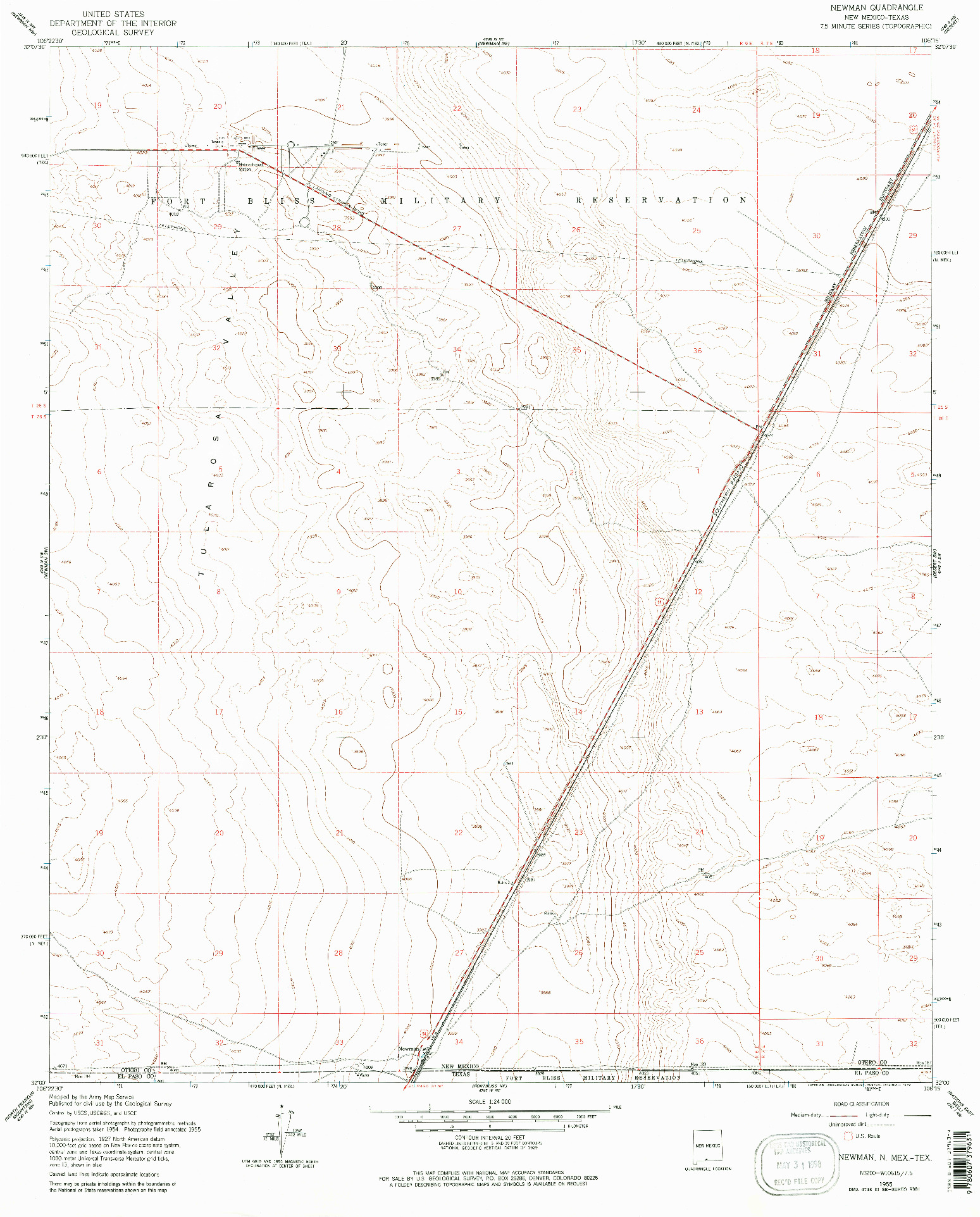 USGS 1:24000-SCALE QUADRANGLE FOR NEWMAN, NM 1955