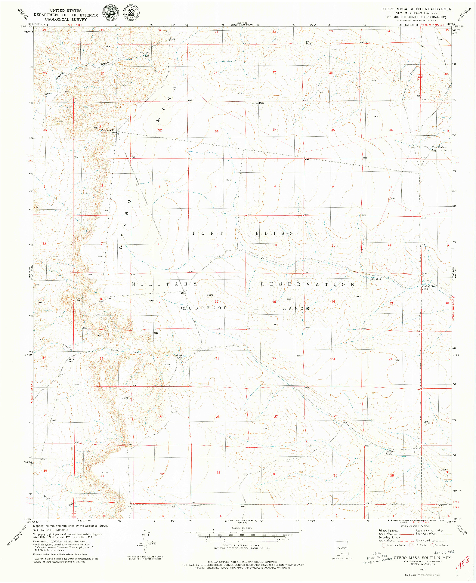 USGS 1:24000-SCALE QUADRANGLE FOR OTERO MESA SOUTH, NM 1979