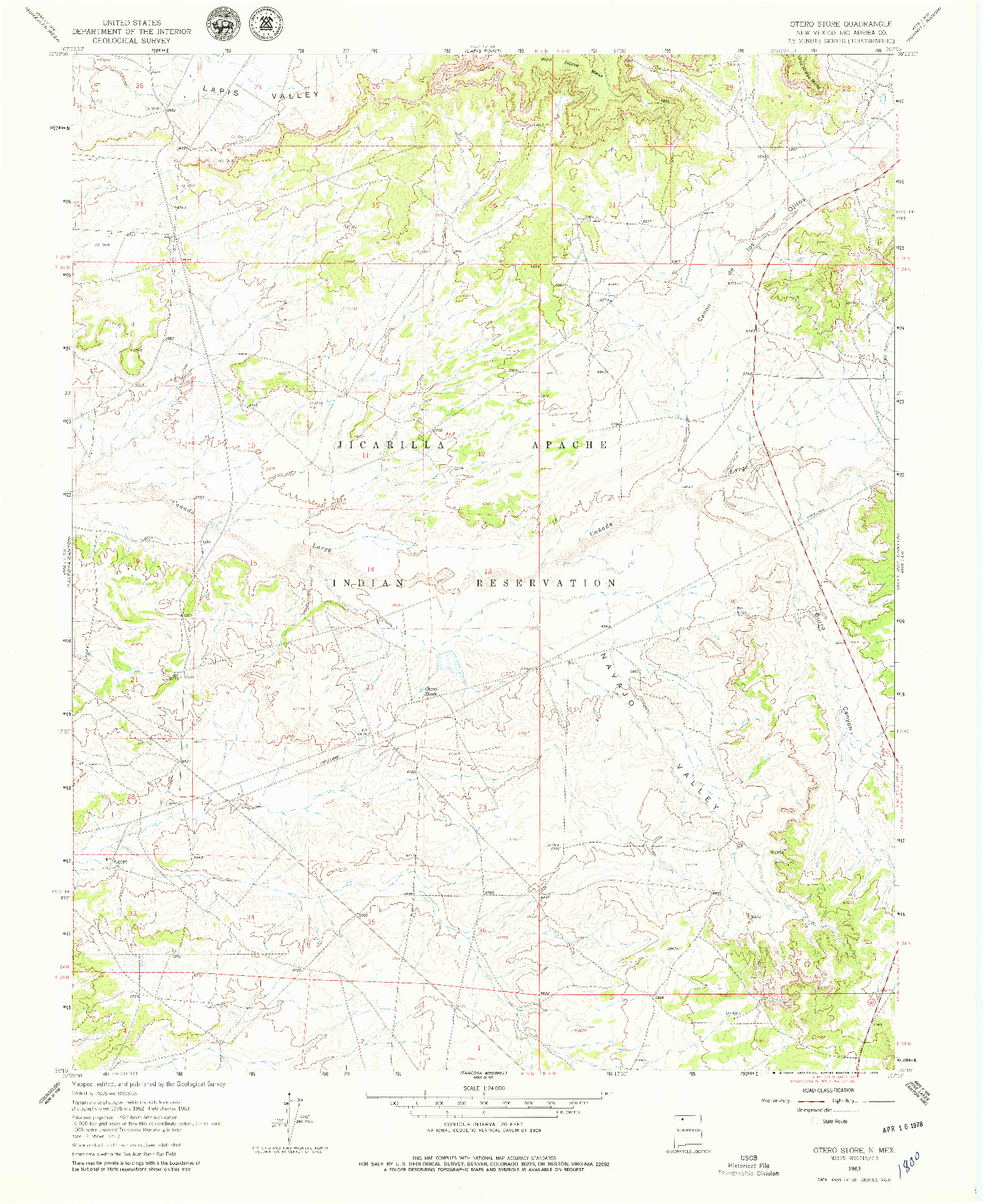 USGS 1:24000-SCALE QUADRANGLE FOR OTERO STORE, NM 1963