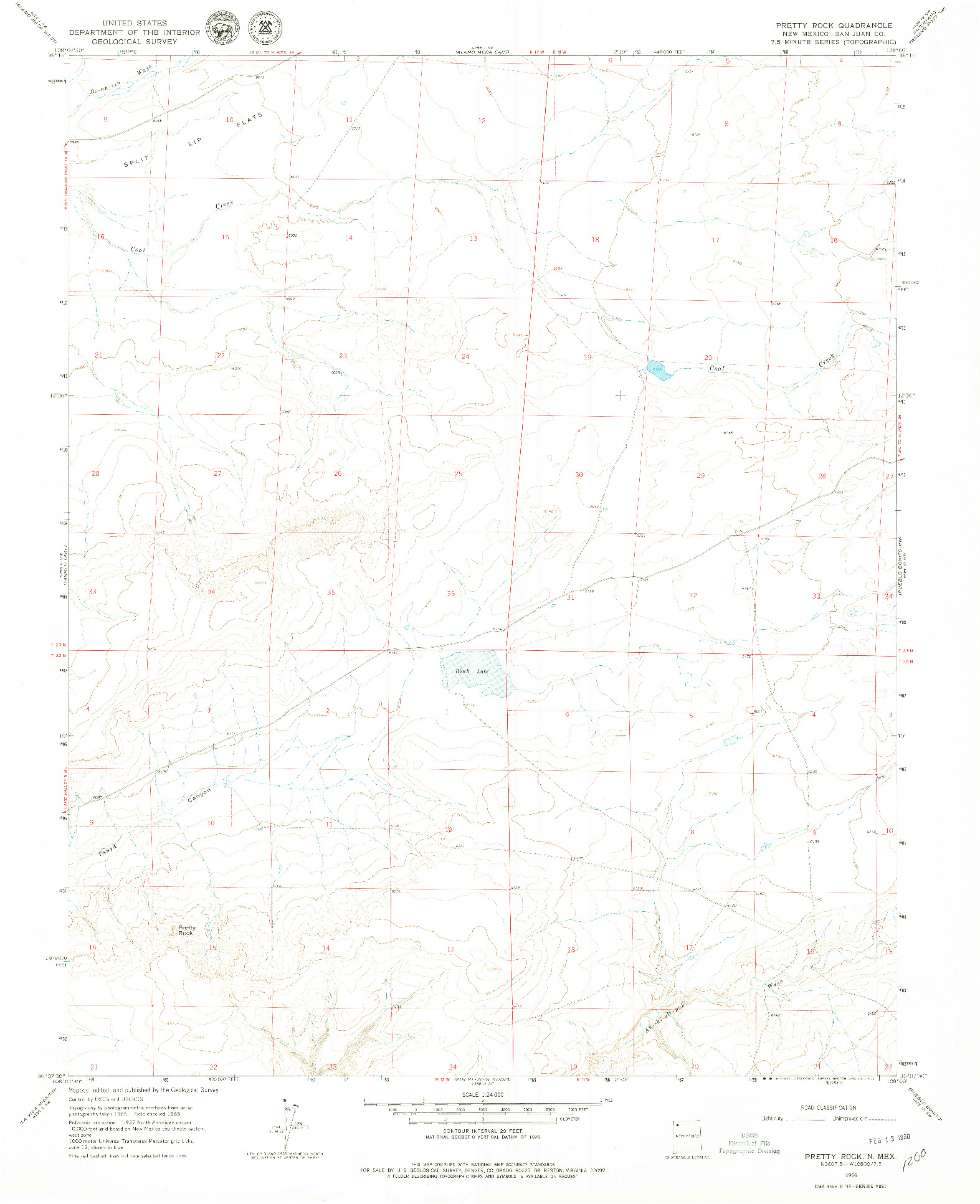 USGS 1:24000-SCALE QUADRANGLE FOR PRETTY ROCK, NM 1966