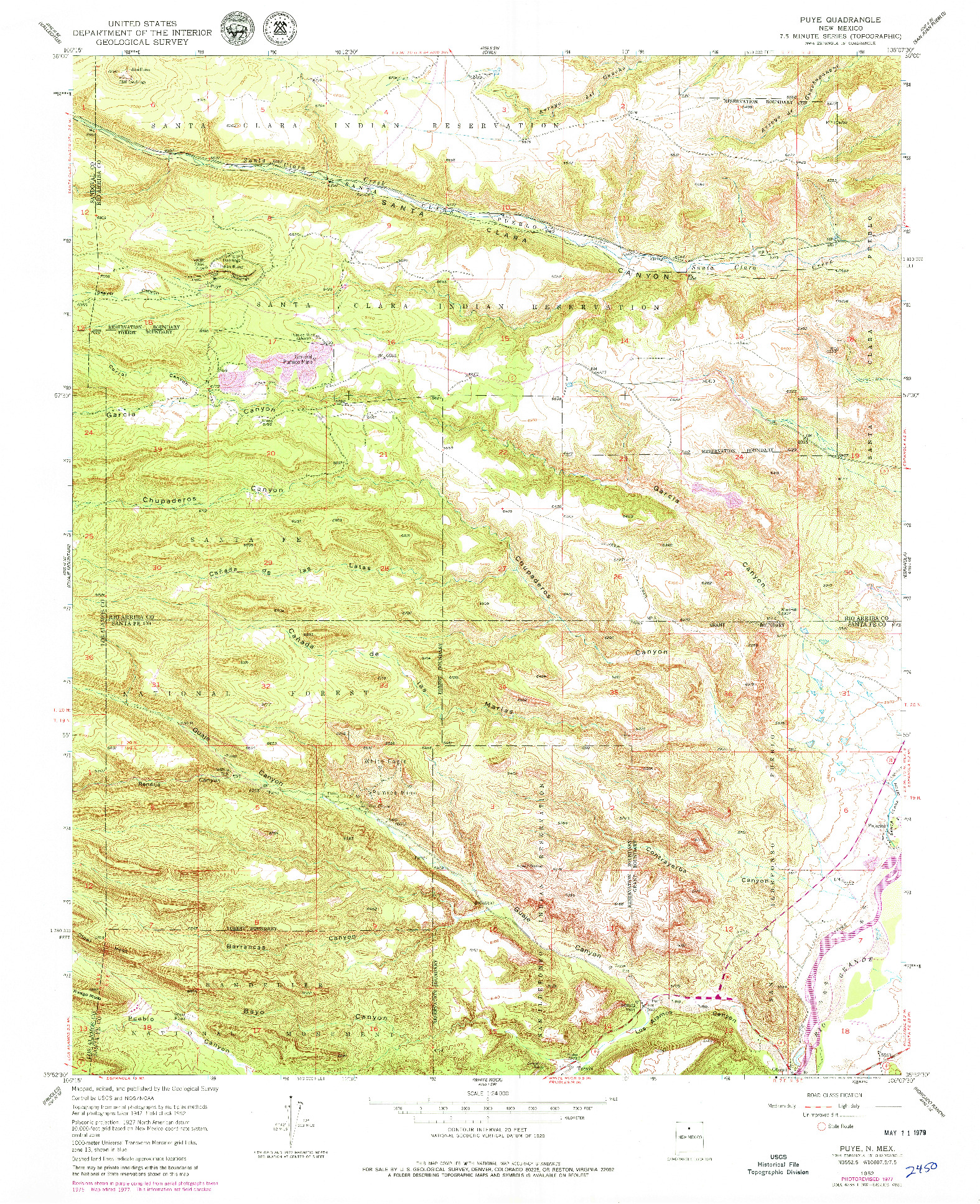 USGS 1:24000-SCALE QUADRANGLE FOR PUYE, NM 1952