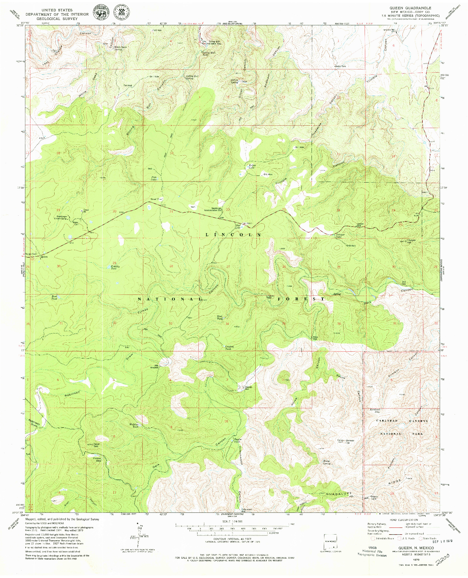 USGS 1:24000-SCALE QUADRANGLE FOR QUEEN, NM 1979