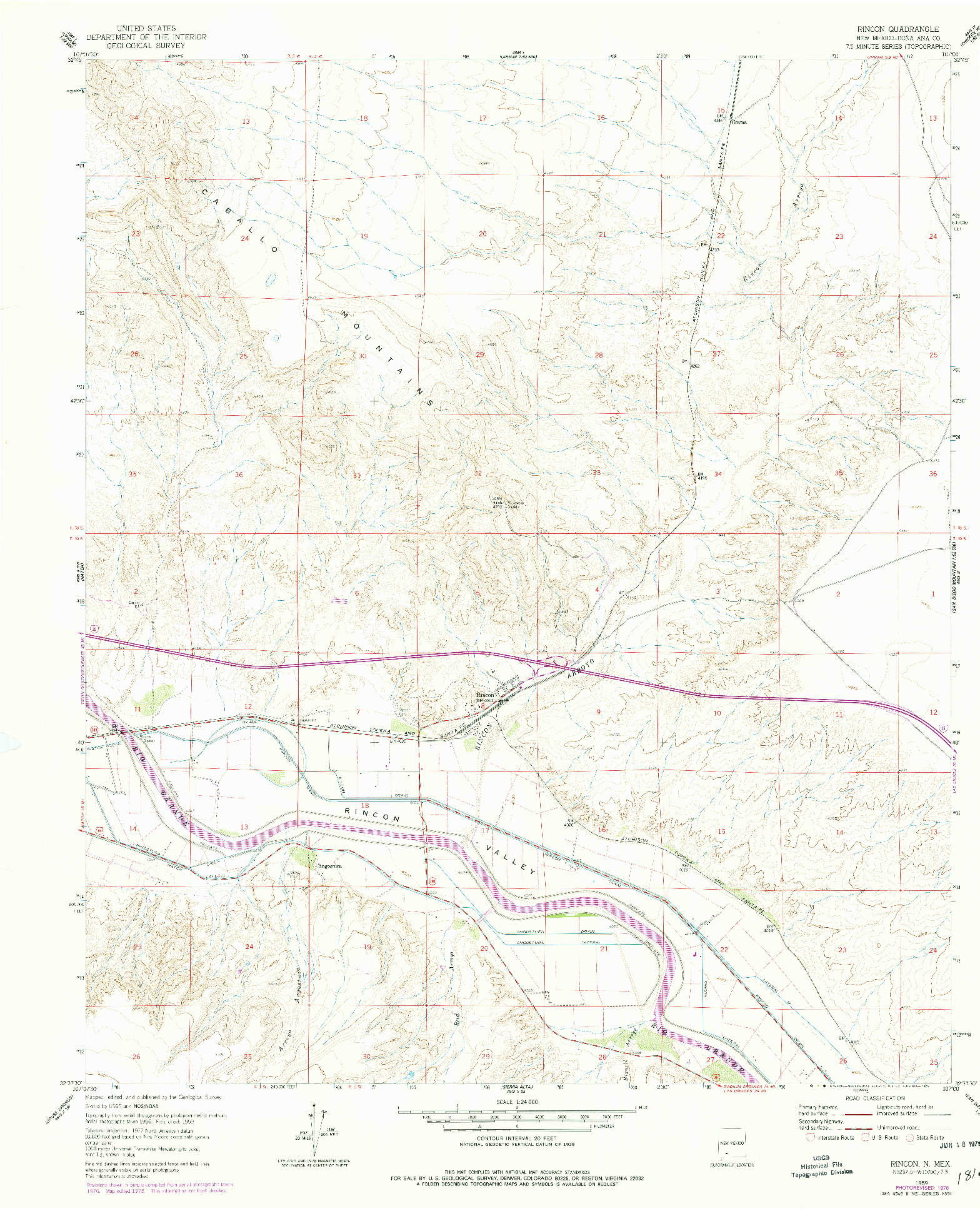 USGS 1:24000-SCALE QUADRANGLE FOR RINCON, NM 1959