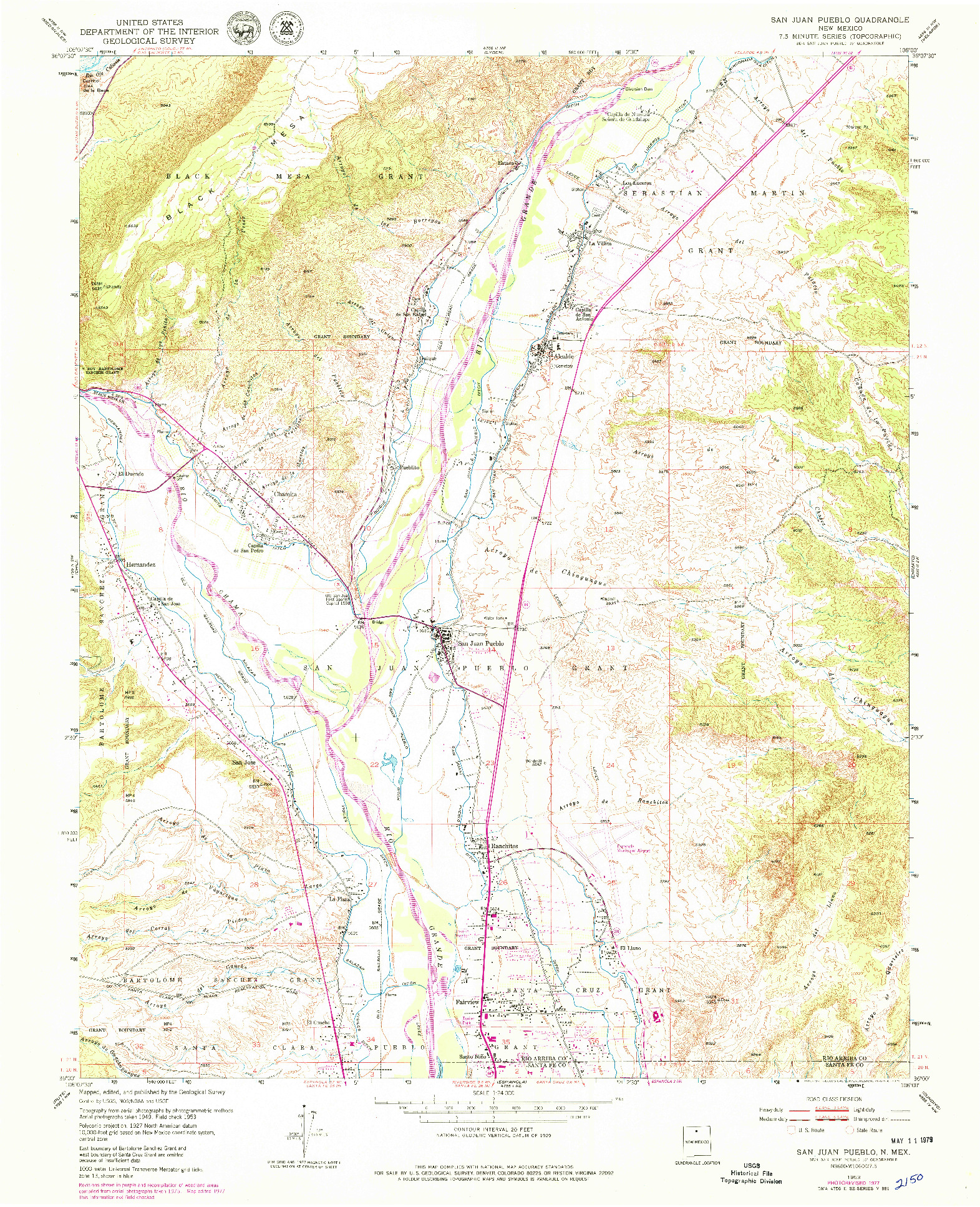 USGS 1:24000-SCALE QUADRANGLE FOR SAN JUAN PUEBLO, NM 1953