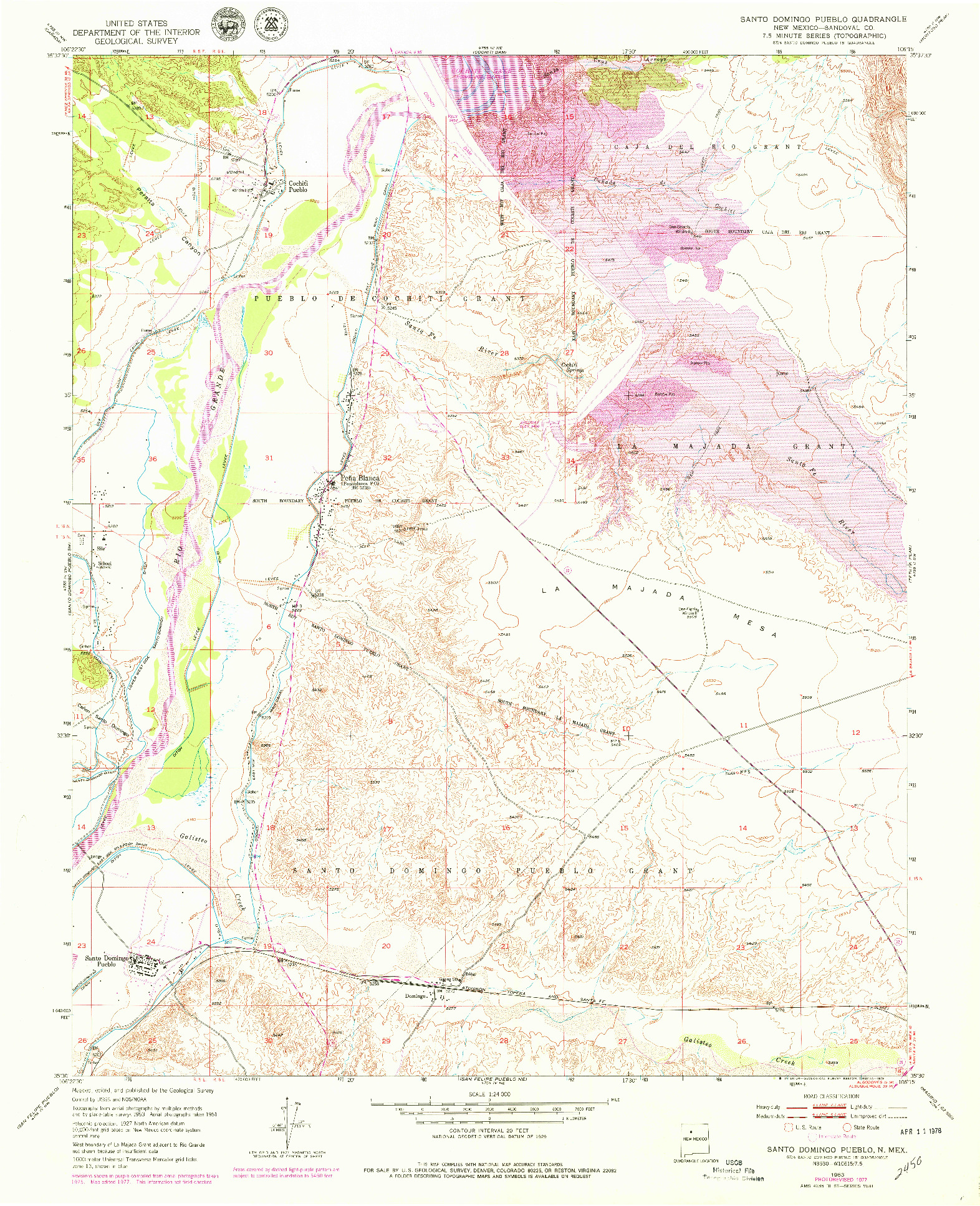 USGS 1:24000-SCALE QUADRANGLE FOR SANTO DOMINGO PUEBLO, NM 1953