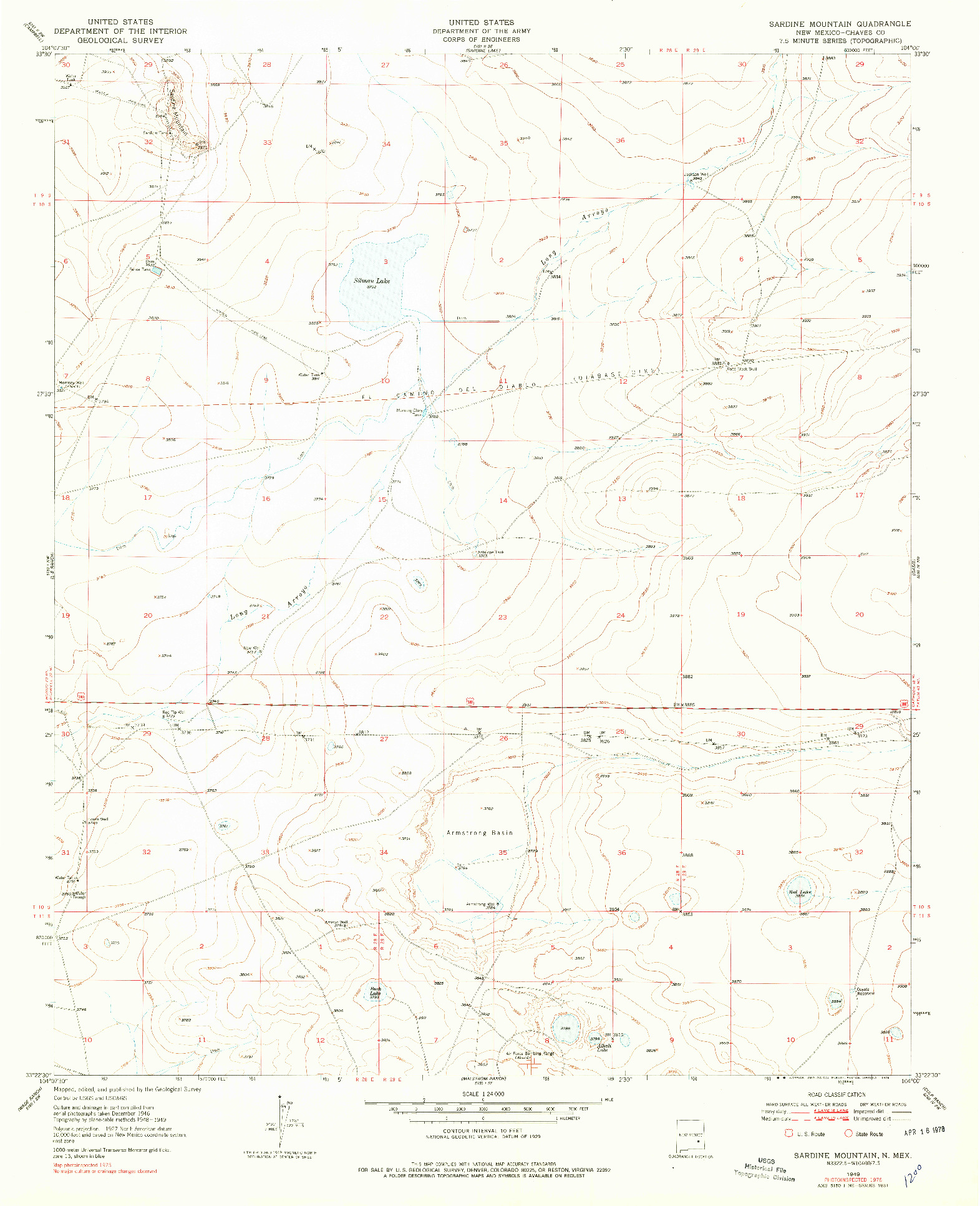 USGS 1:24000-SCALE QUADRANGLE FOR SARDINE MOUNTAIN, NM 1949