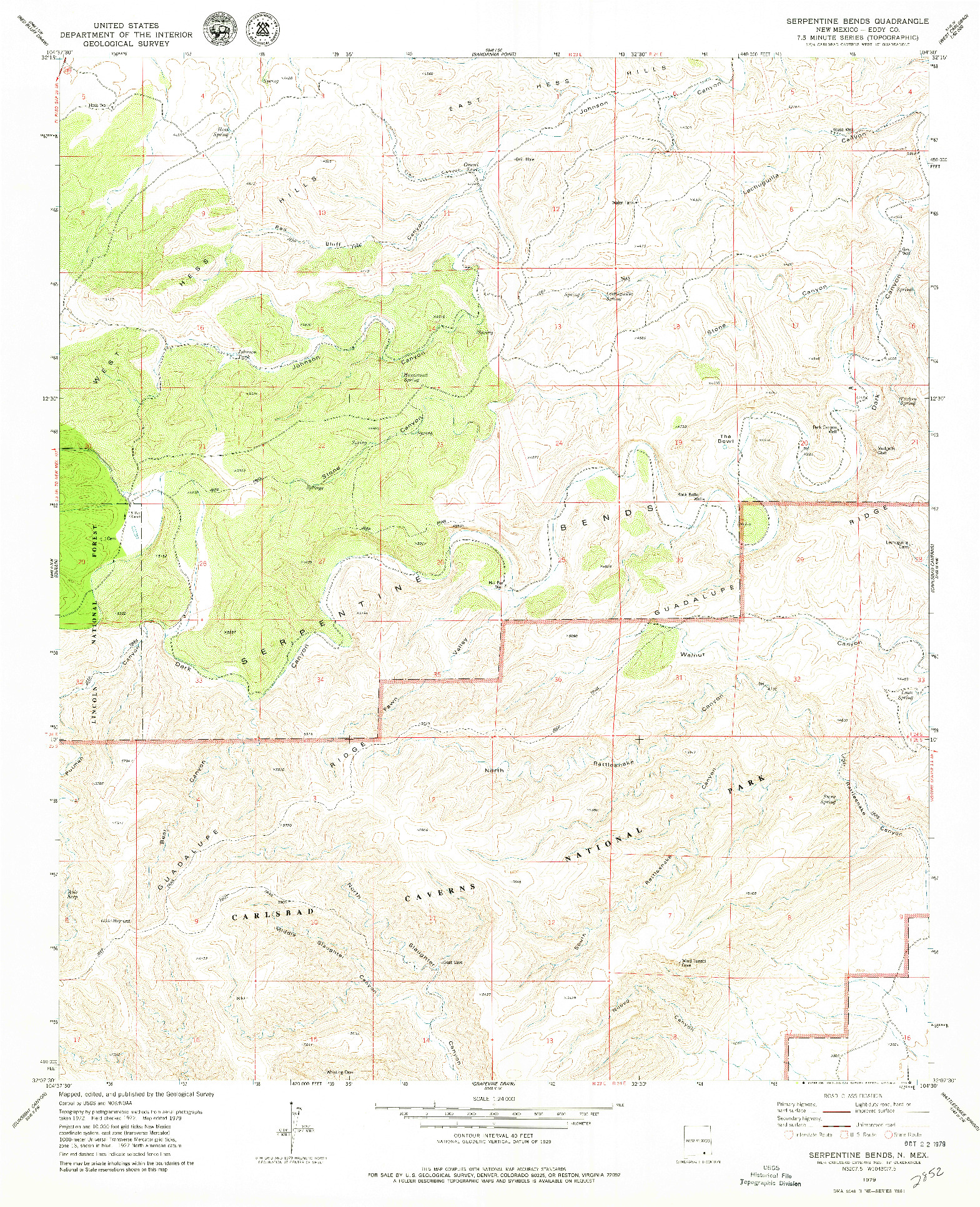 USGS 1:24000-SCALE QUADRANGLE FOR SERPENTINE BENDS, NM 1979