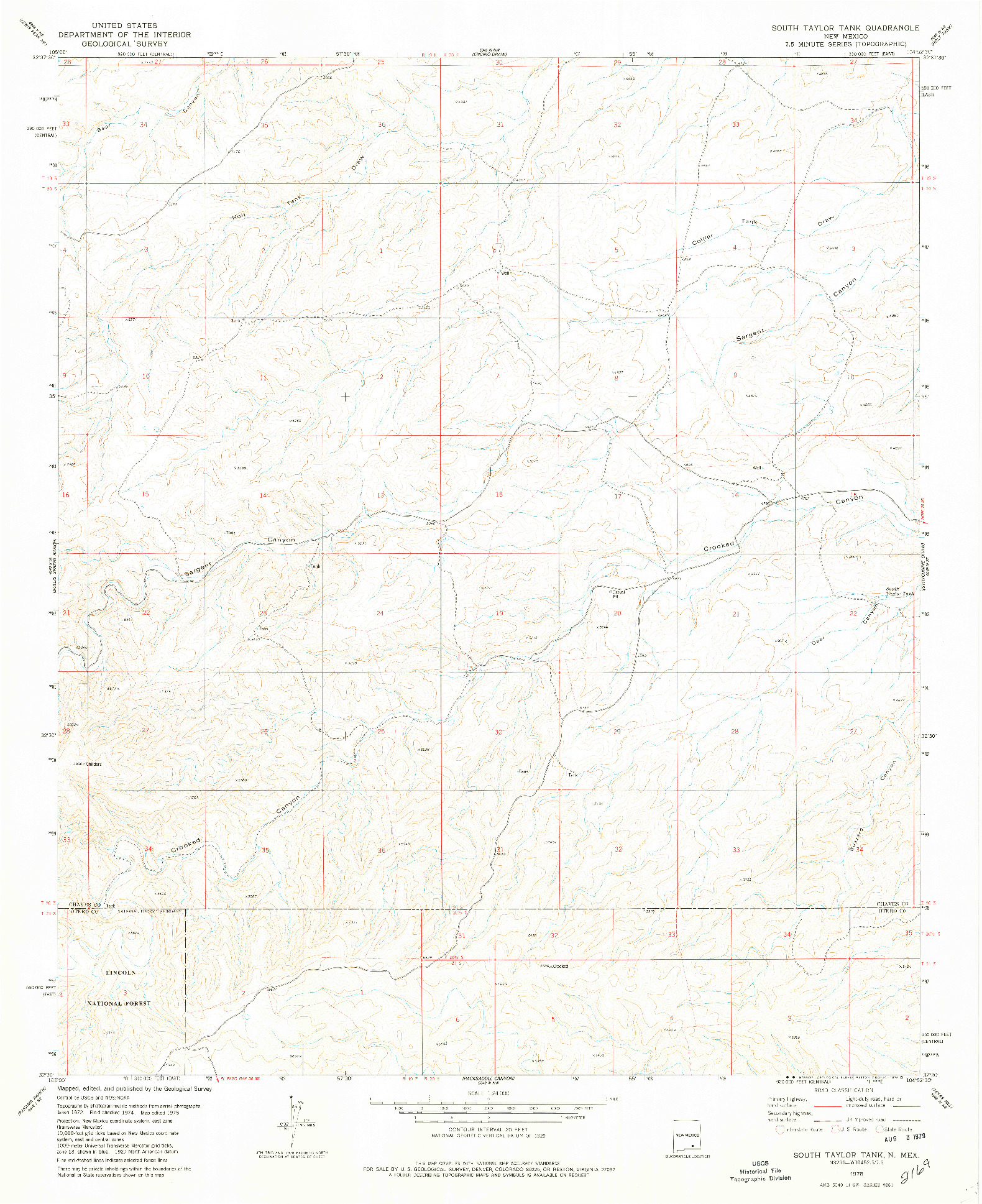 USGS 1:24000-SCALE QUADRANGLE FOR SOUTH TAYLOR TANK, NM 1978