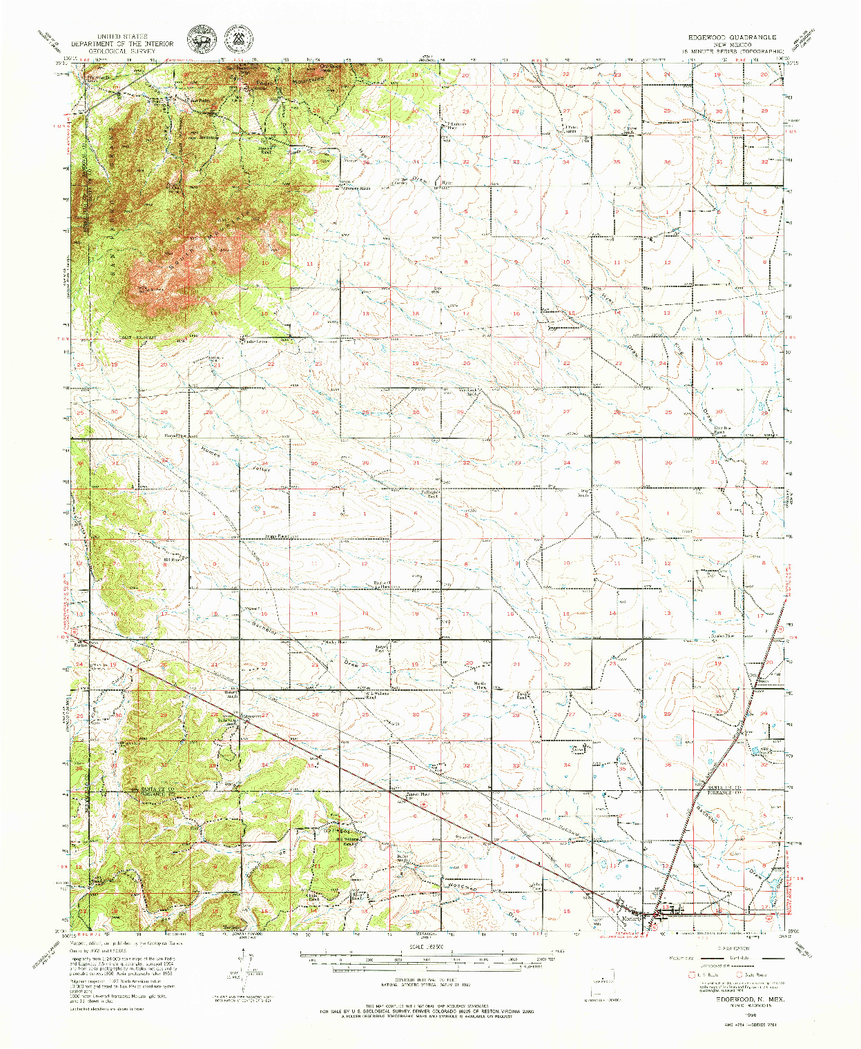 USGS 1:62500-SCALE QUADRANGLE FOR EDGEWOOD, NM 1956