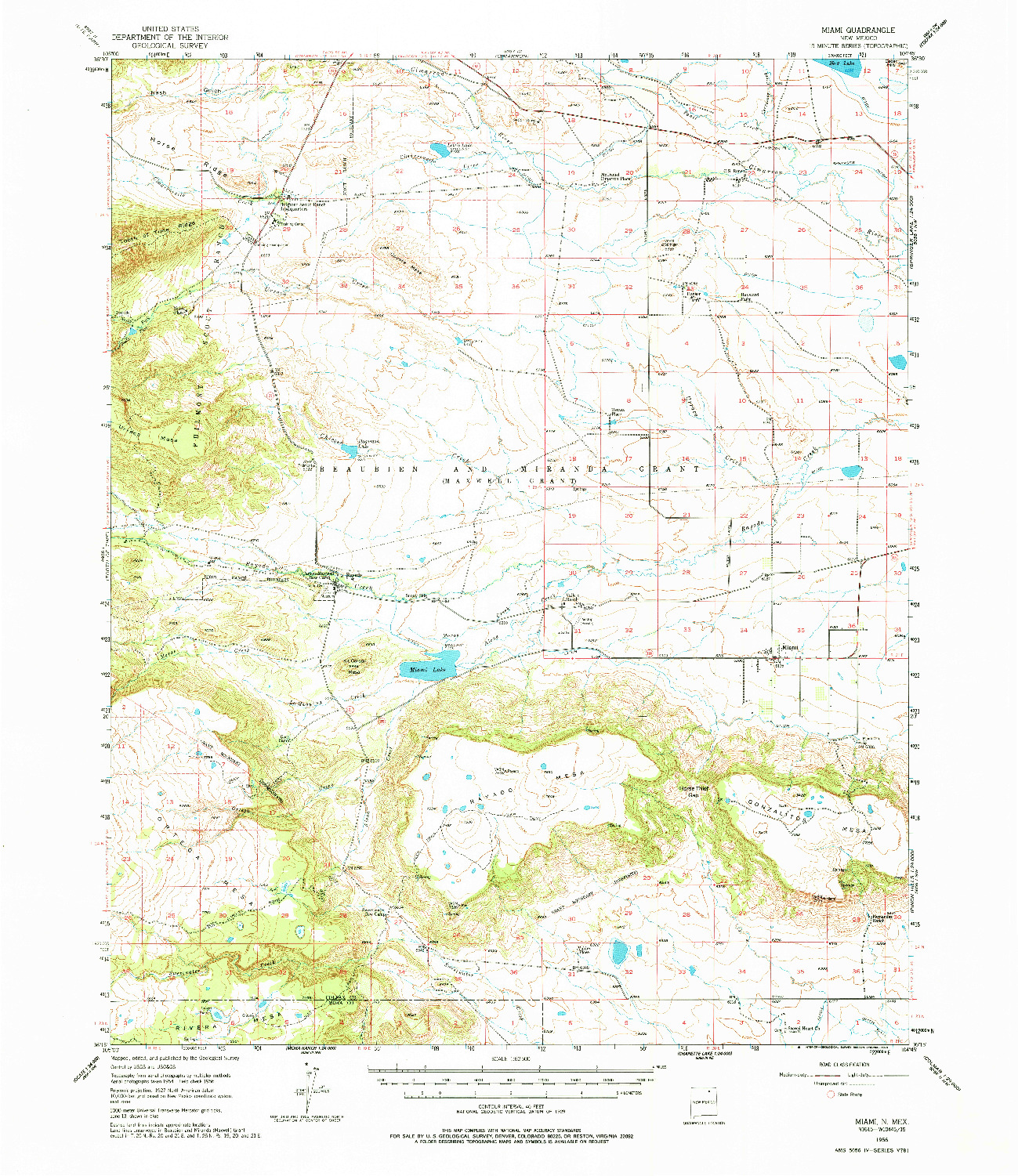 USGS 1:62500-SCALE QUADRANGLE FOR MIAMI, NM 1956