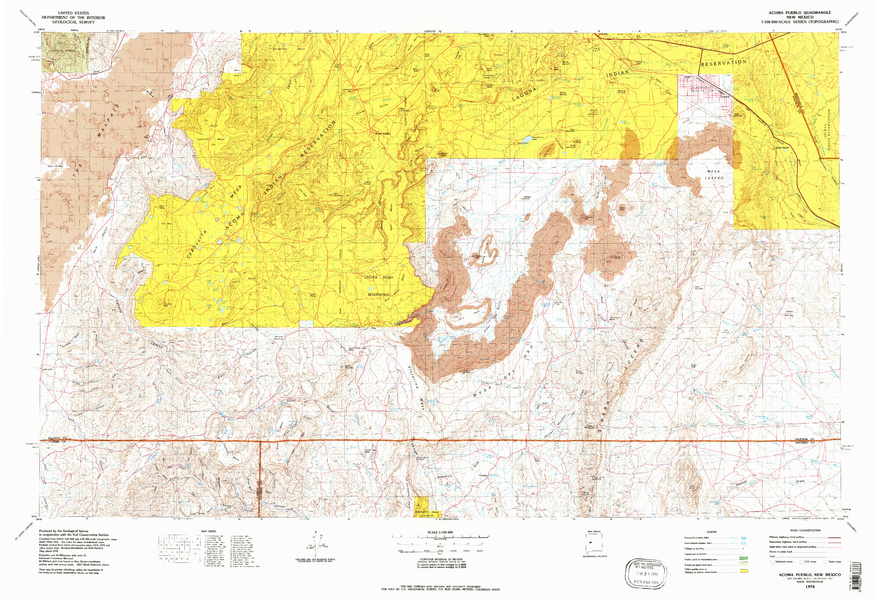 USGS 1:100000-SCALE QUADRANGLE FOR ACOMA PUEBLO, NM 1978