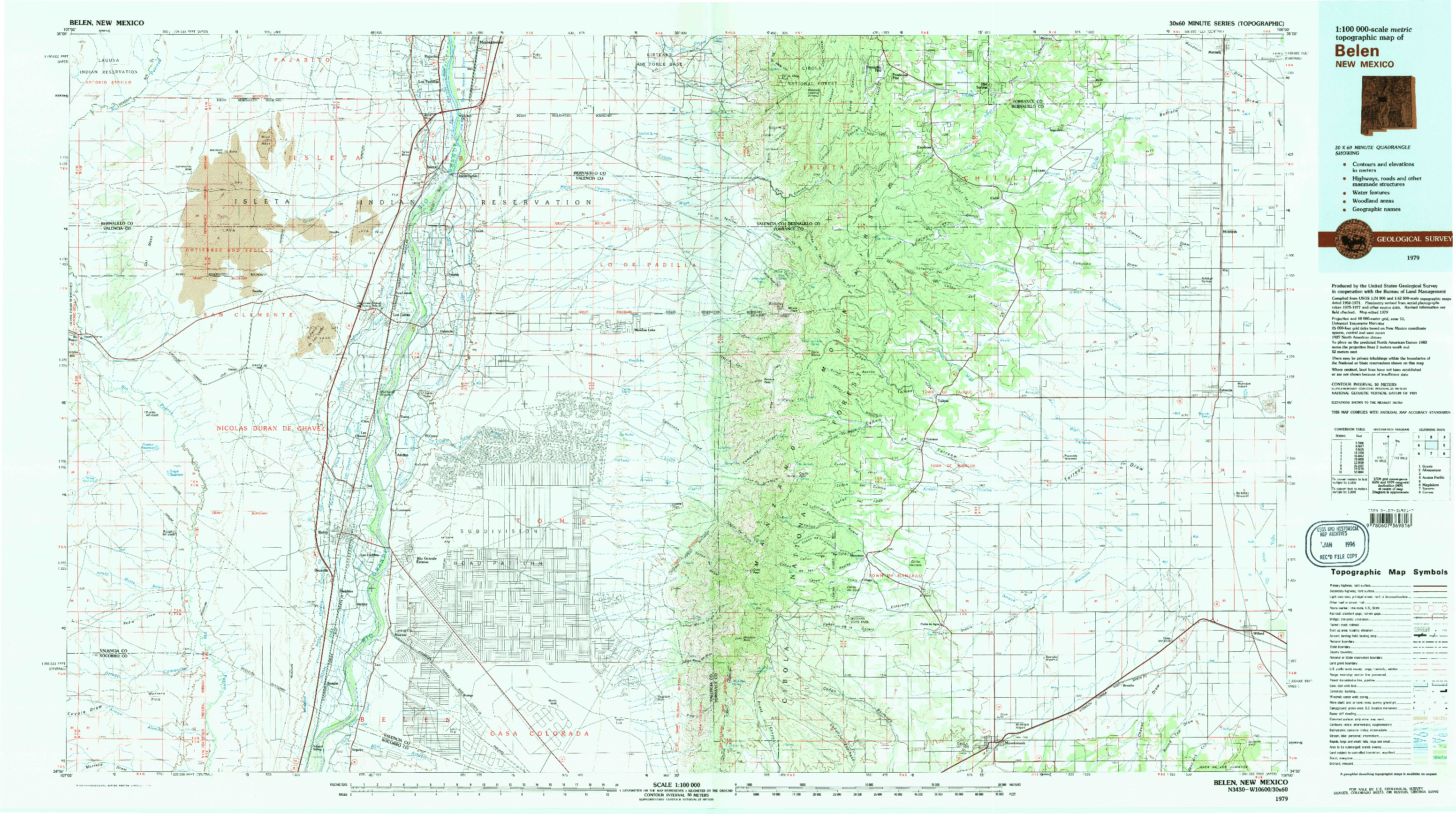 USGS 1:100000-SCALE QUADRANGLE FOR BELEN, NM 1979