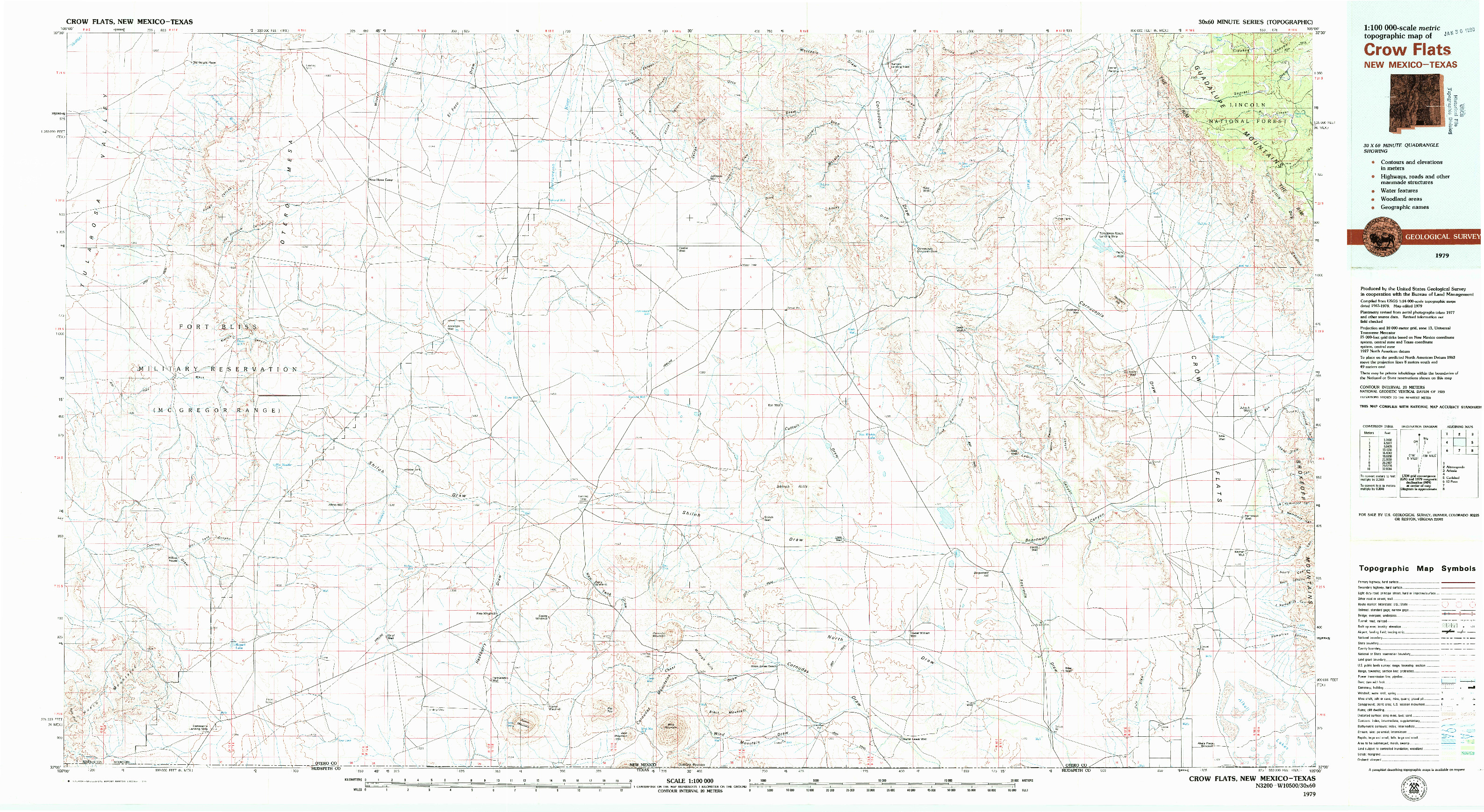 USGS 1:100000-SCALE QUADRANGLE FOR CROW FLATS, NM 1979