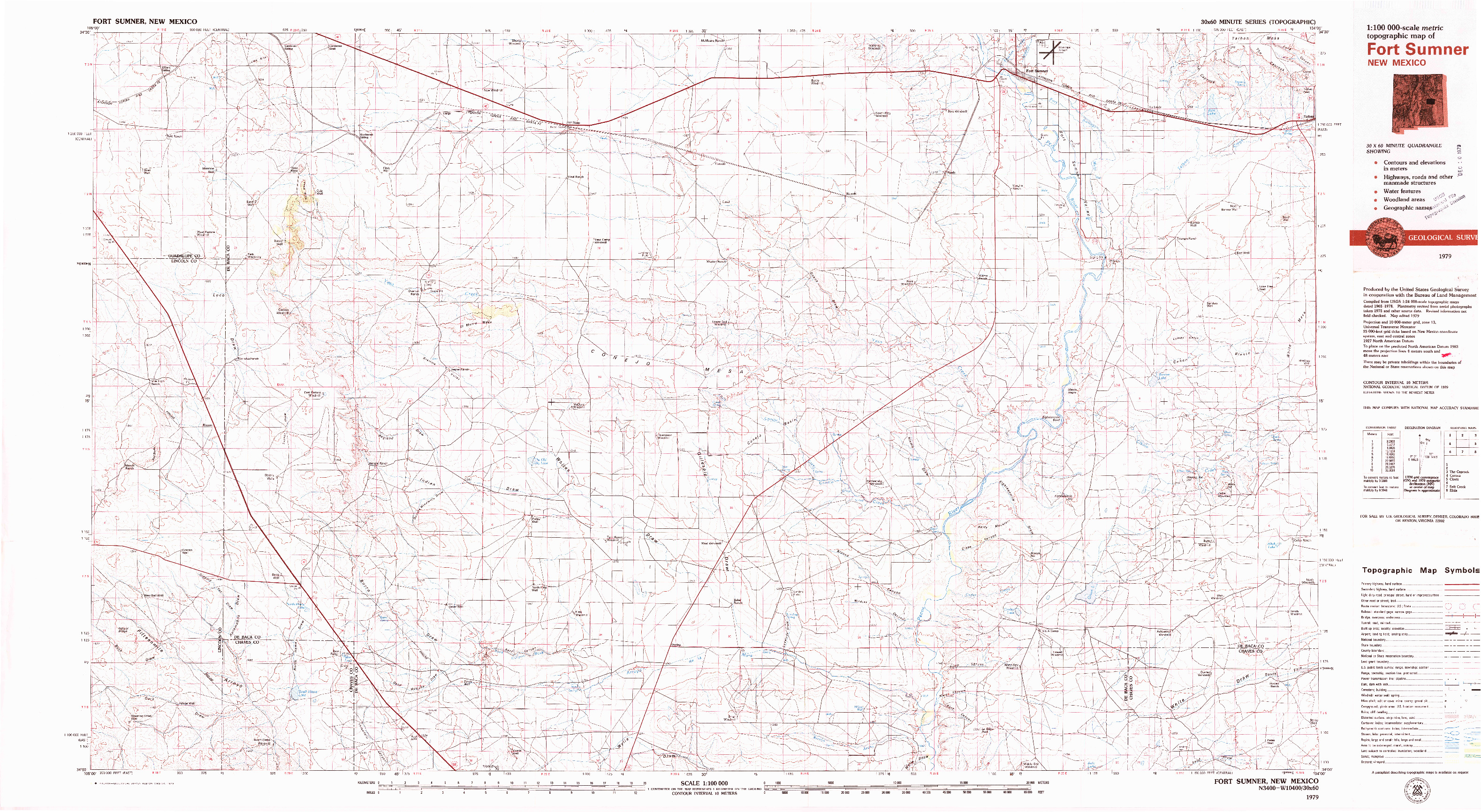 USGS 1:100000-SCALE QUADRANGLE FOR FORT SUMNER, NM 1979