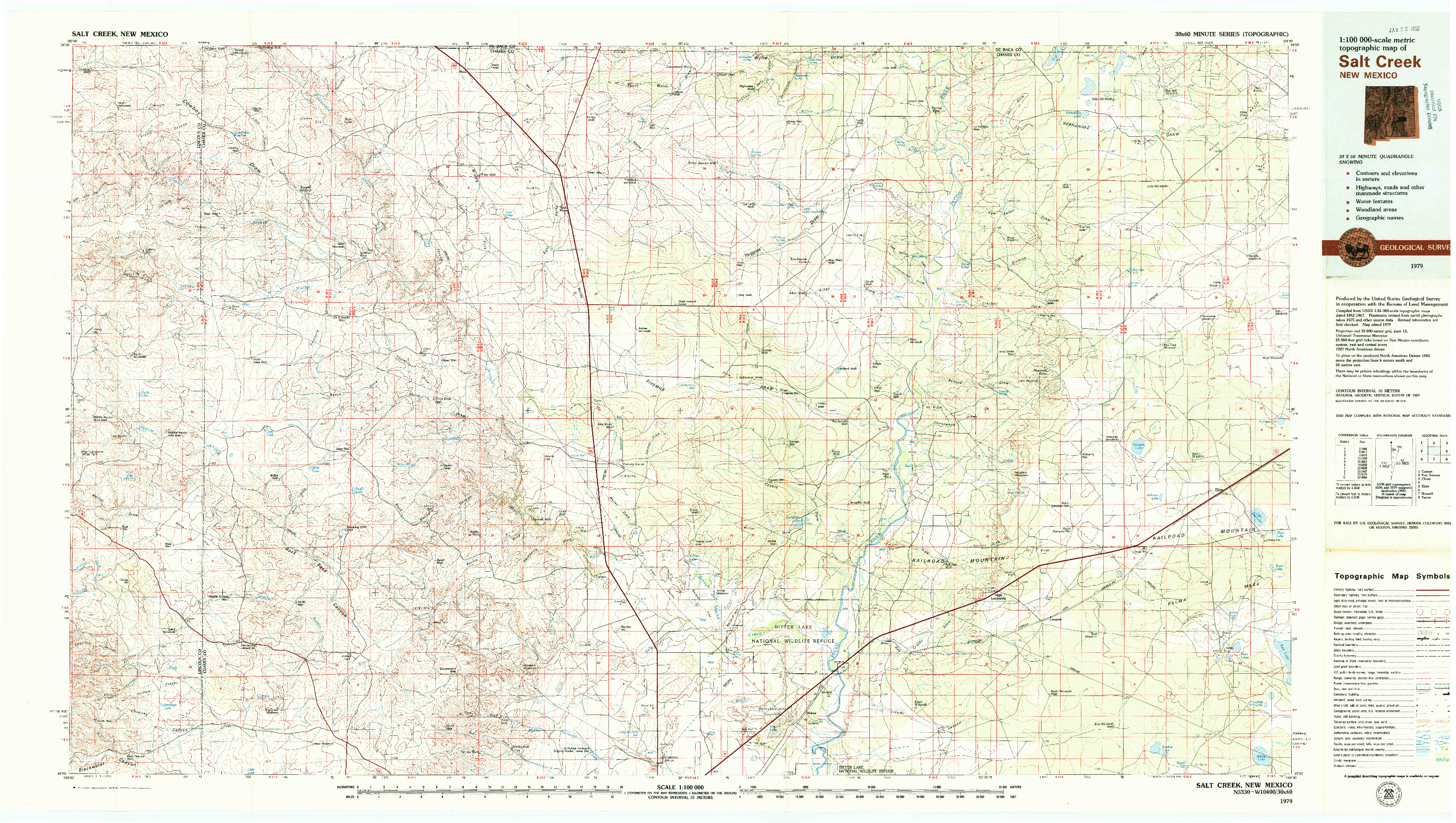 USGS 1:100000-SCALE QUADRANGLE FOR SALT CREEK, NM 1979