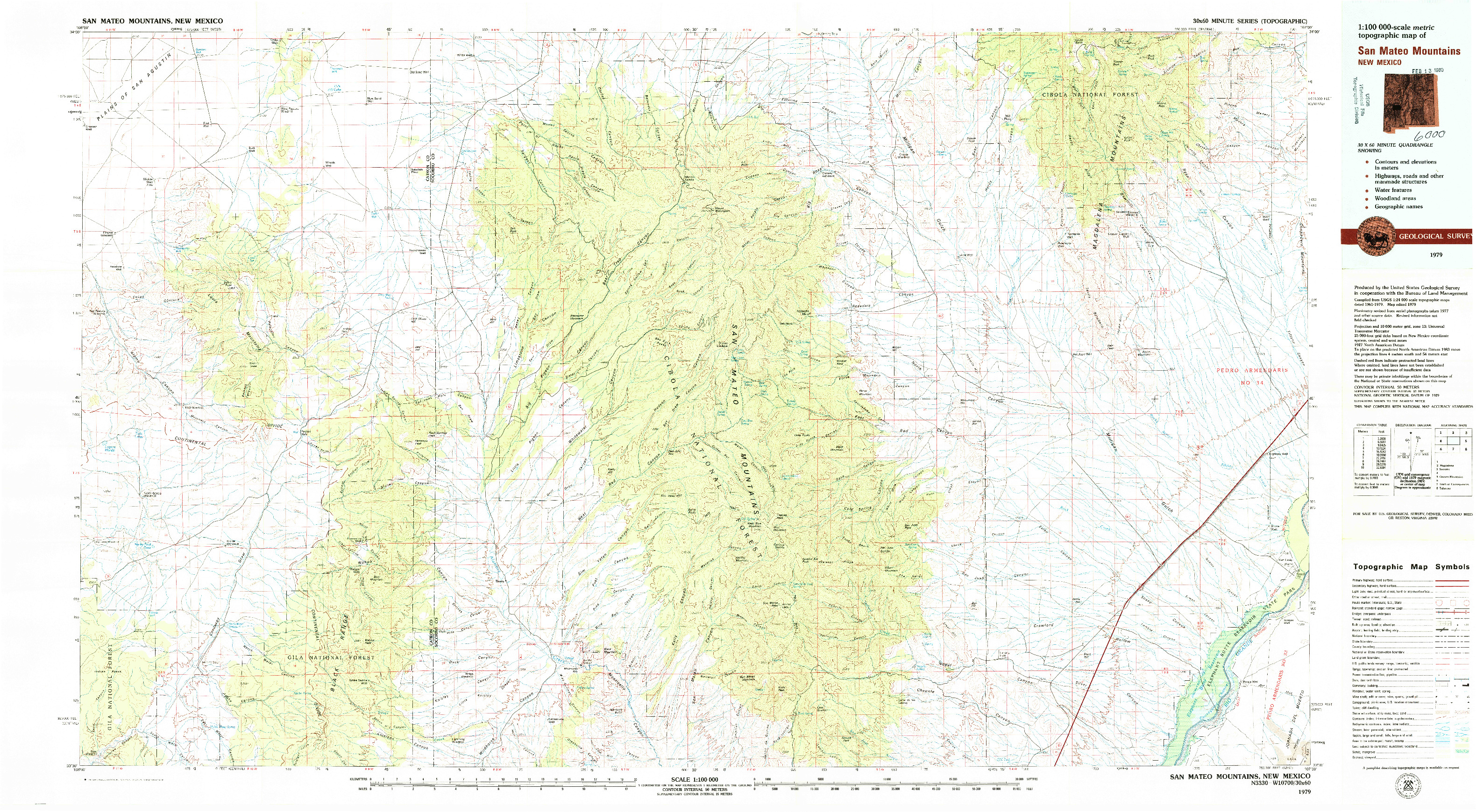 USGS 1:100000-SCALE QUADRANGLE FOR SAN MATEO MOUNTAINS, NM 1979